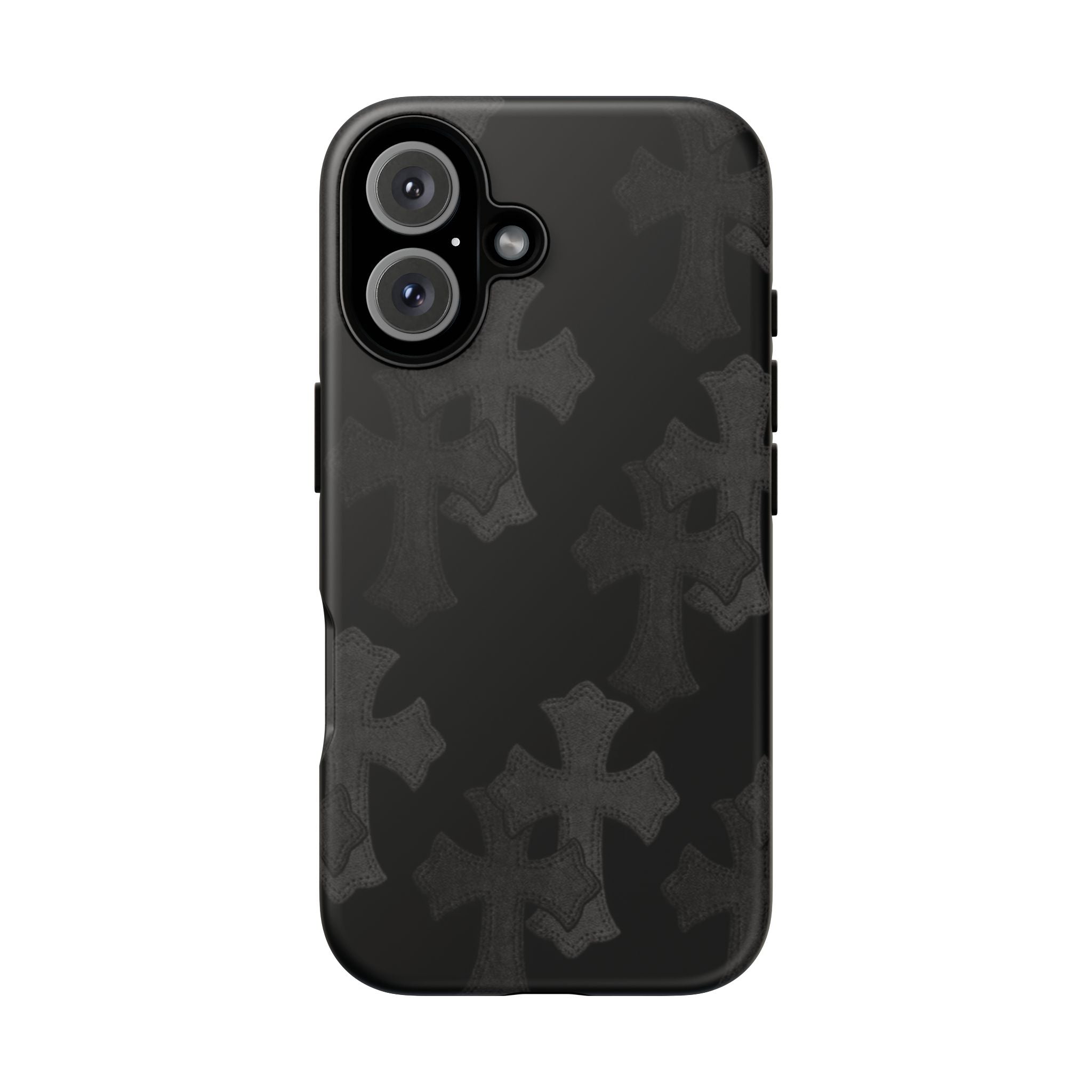 Black Cross Pattern Tough iPhone Case — Gothic Protective iPhone Cover
