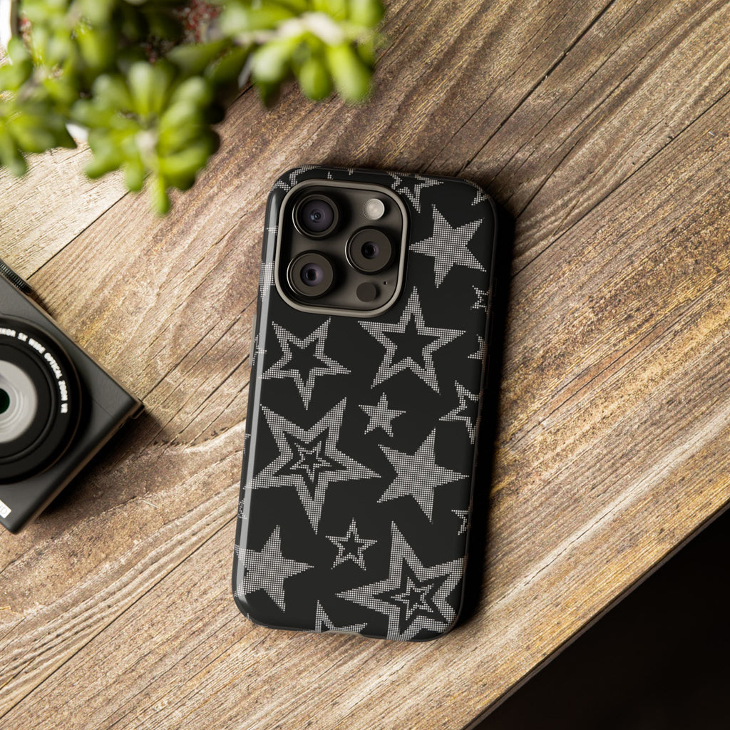 Black Star Pattern Tough Phone Case — Durable Protective Phone Cover