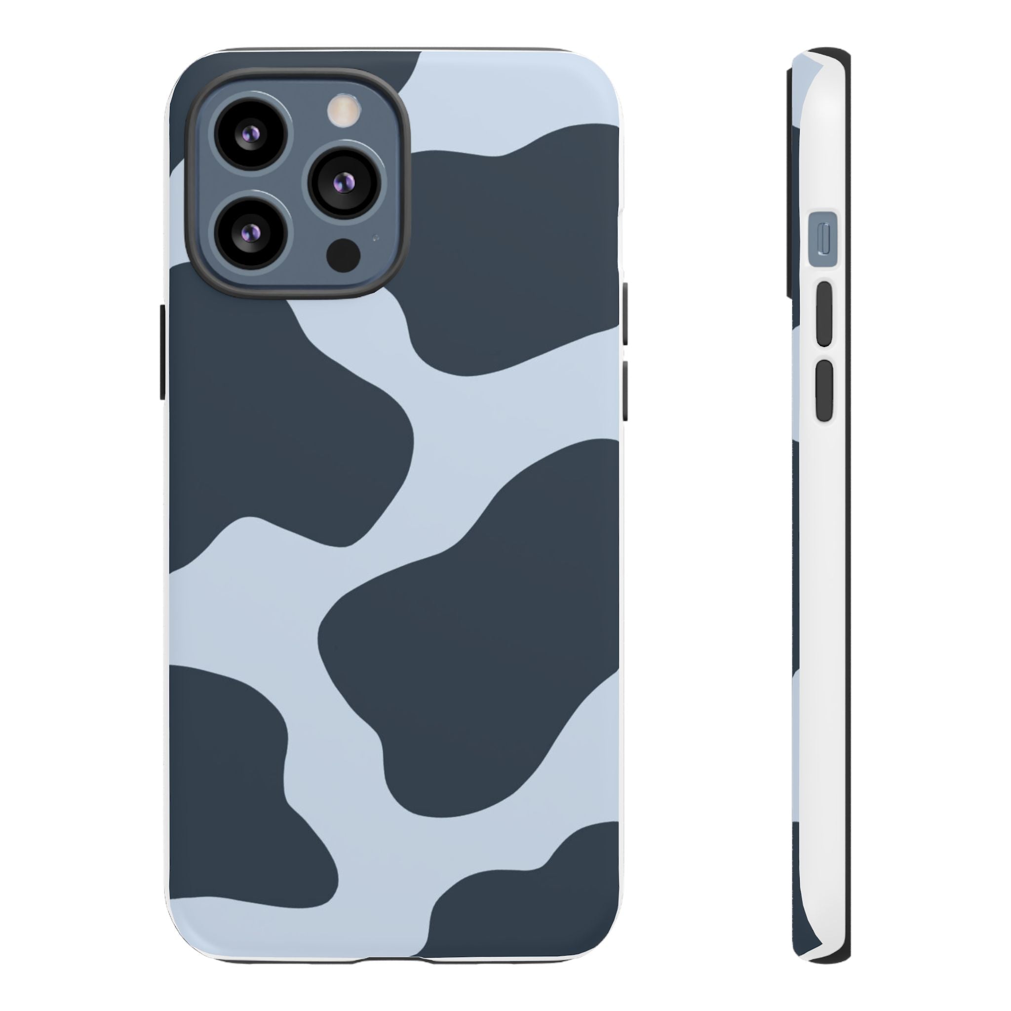 Cow Print Tough iPhone Case — Blue Black Abstract Pattern