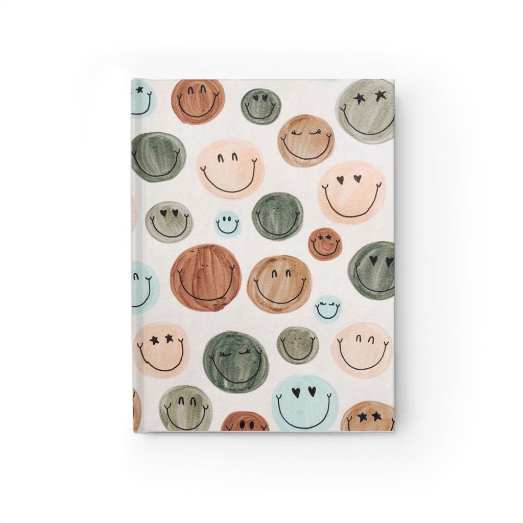 Hardcover Smiley Faces Ruled Journal — Cute Watercolor Dots Notebook for Notes & Gratitude