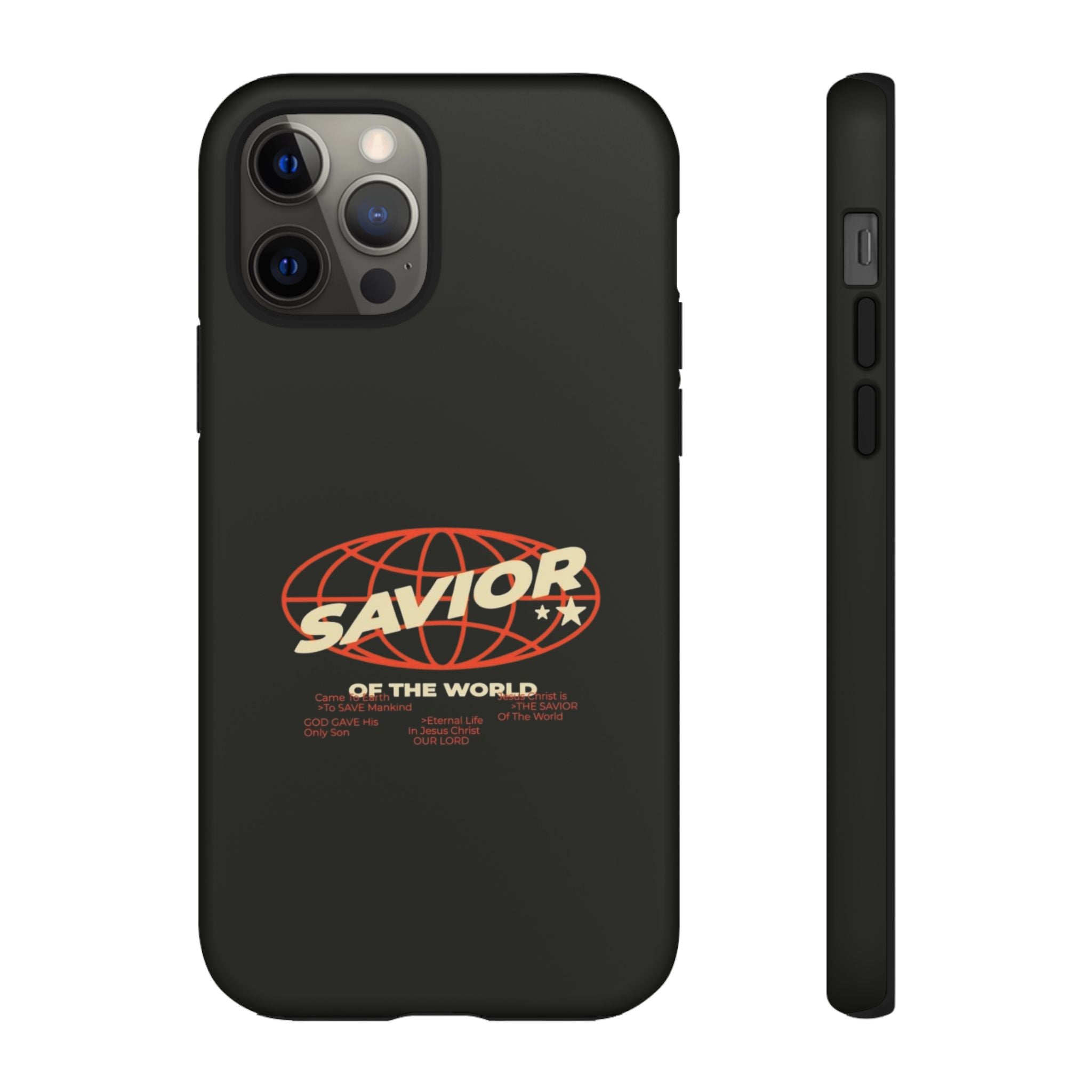 Savior of the World Black Protective Phone Case — Retro Globe Design