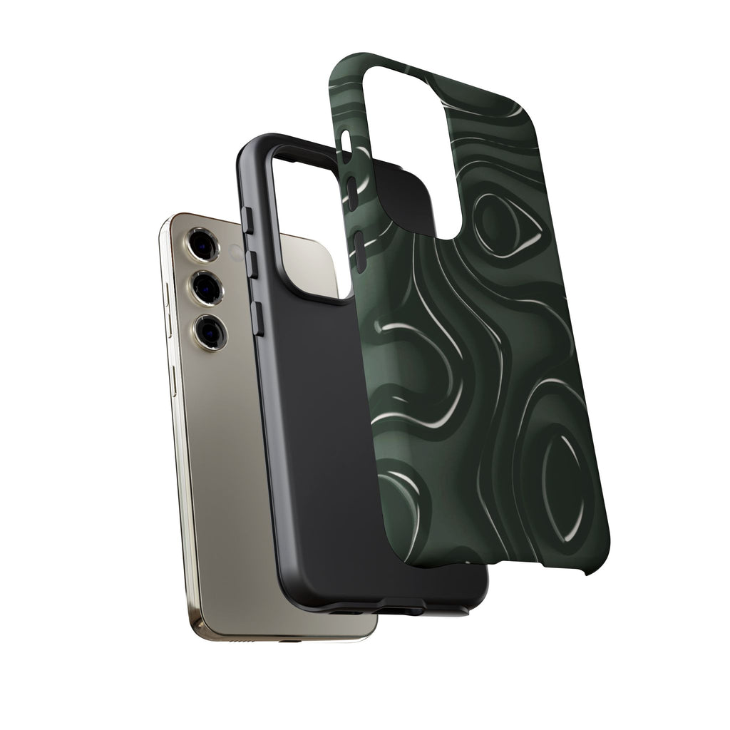 Dark Green Abstract Swirl Tough Phone Case