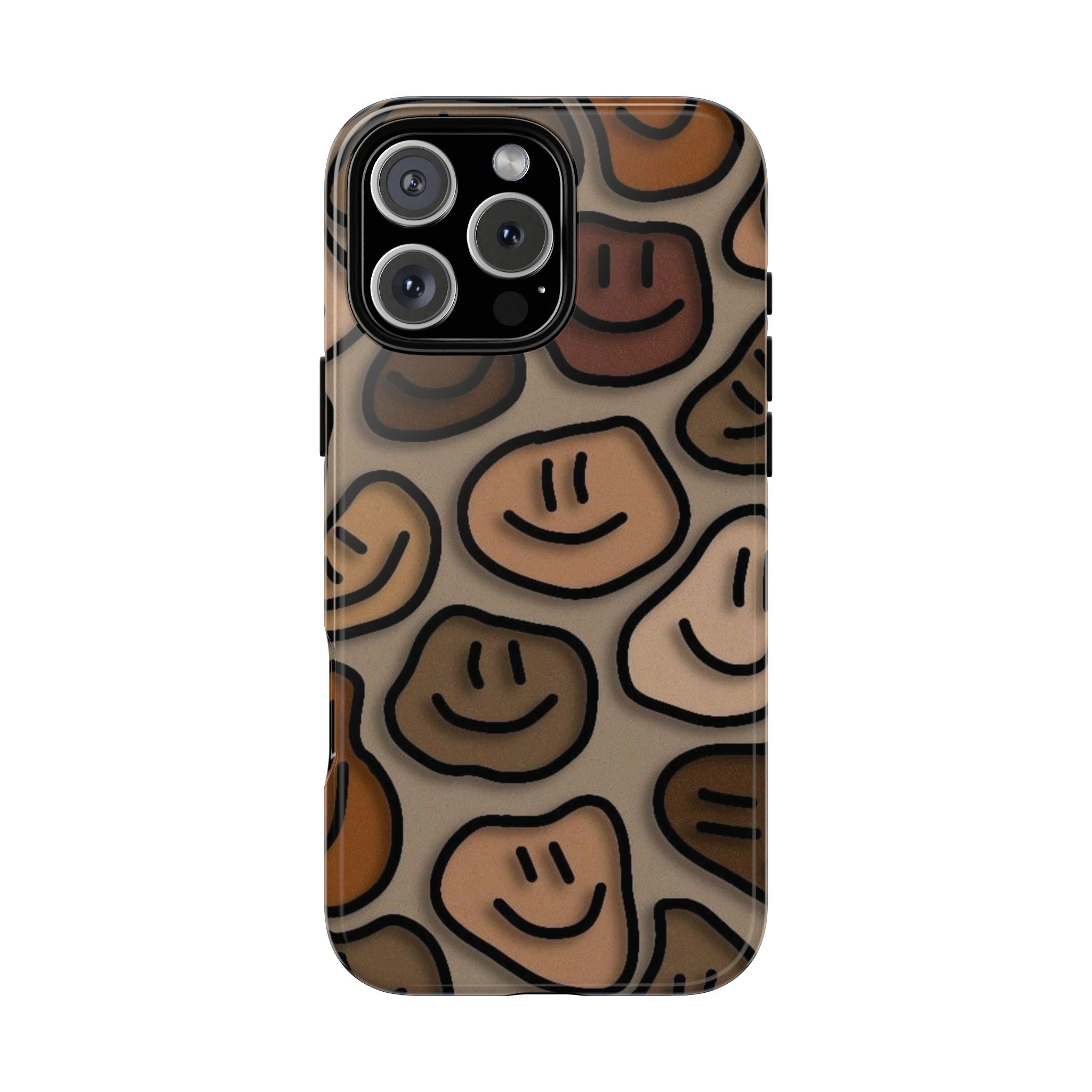 Smiley Faces iPhone Case — Neutral Brown Diverse Smiles Protective Cover