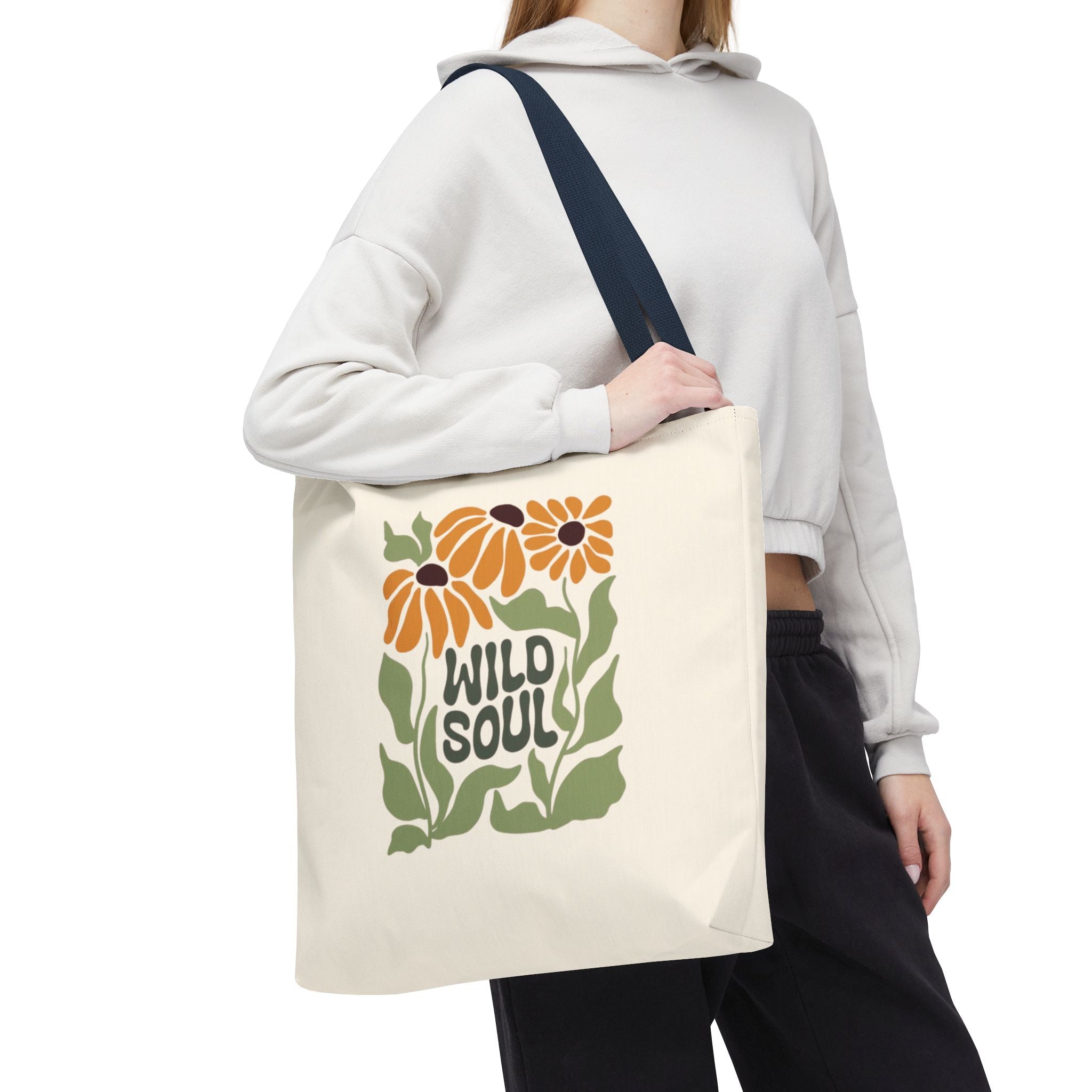 Wild Soul Floral Tote Bag — Boho Sunflower Canvas Carryall