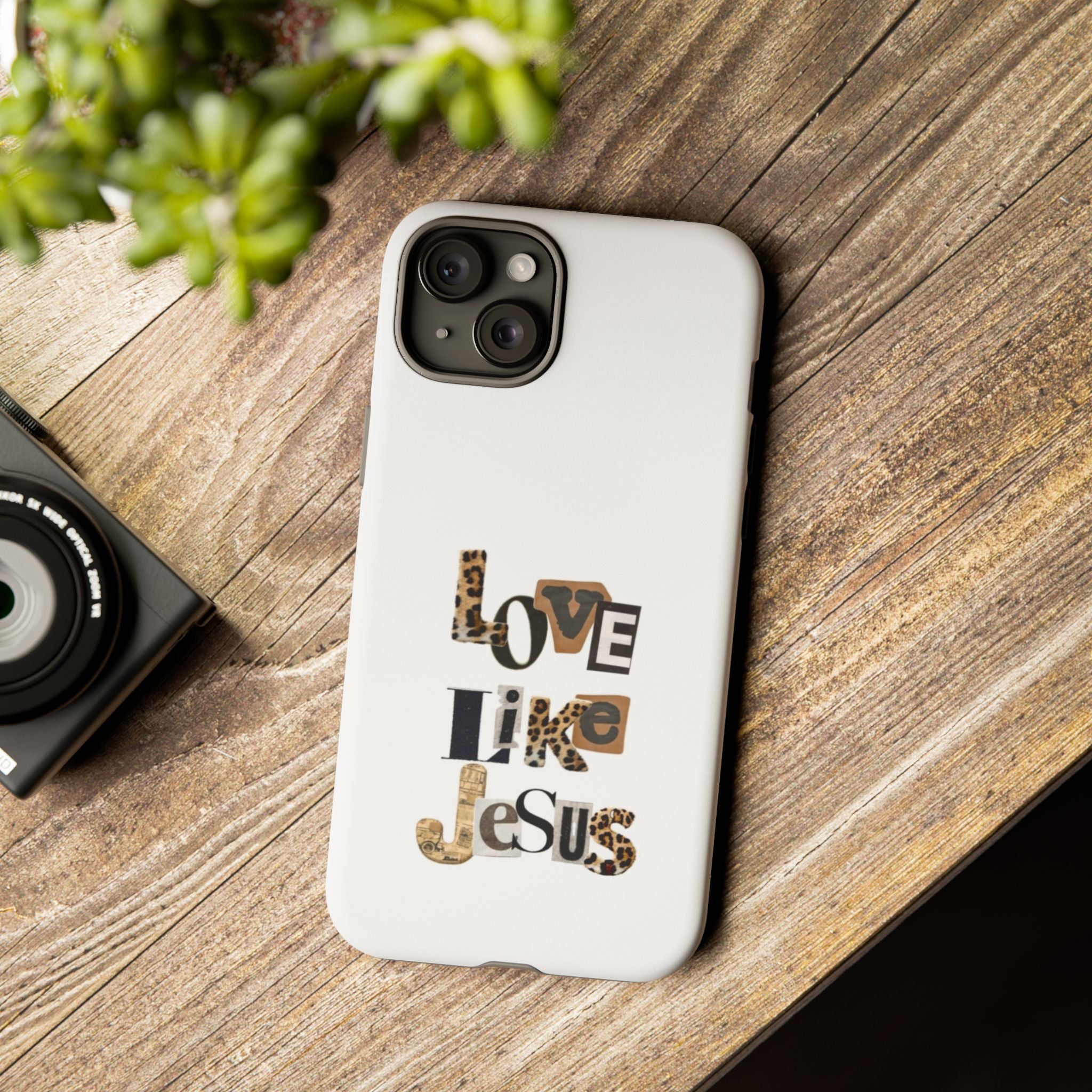 "Love Like Jesus" Leopard Print Christian Tough Phone Case