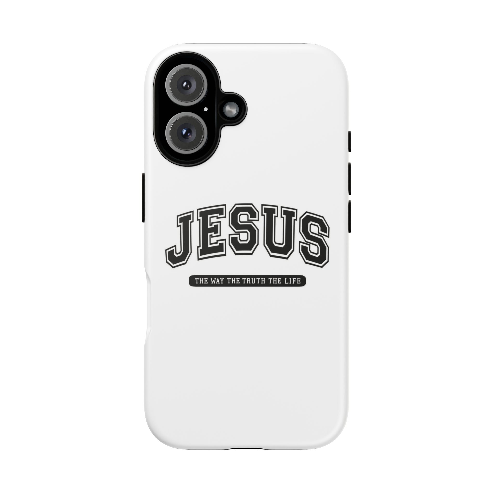 Jesus varsity phone case — 'Jesus: The Way The Truth The Life' tough protective cover