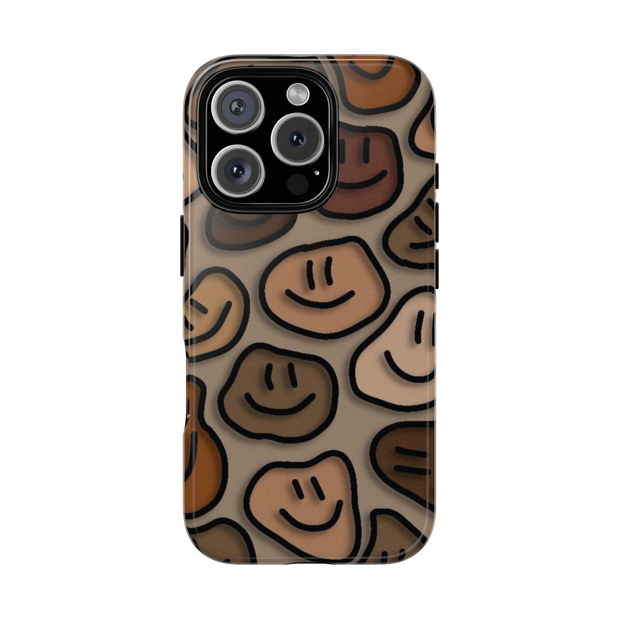 Smiley Faces iPhone Case — Neutral Brown Diverse Smiles Protective Cover