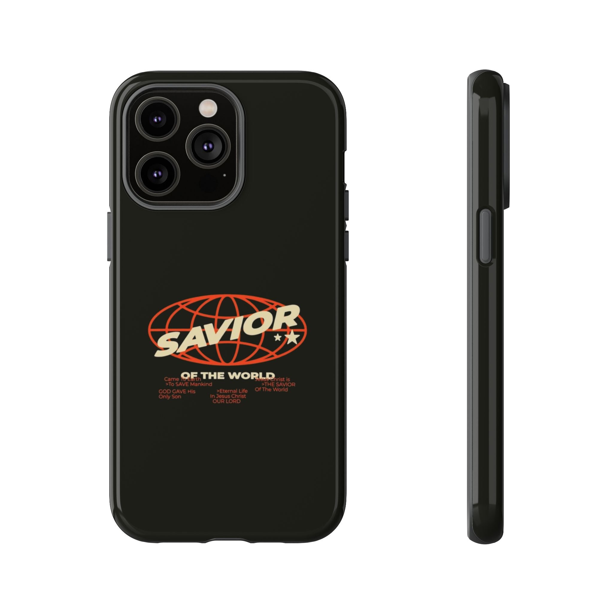 Savior of the World Black Protective Phone Case — Retro Globe Design