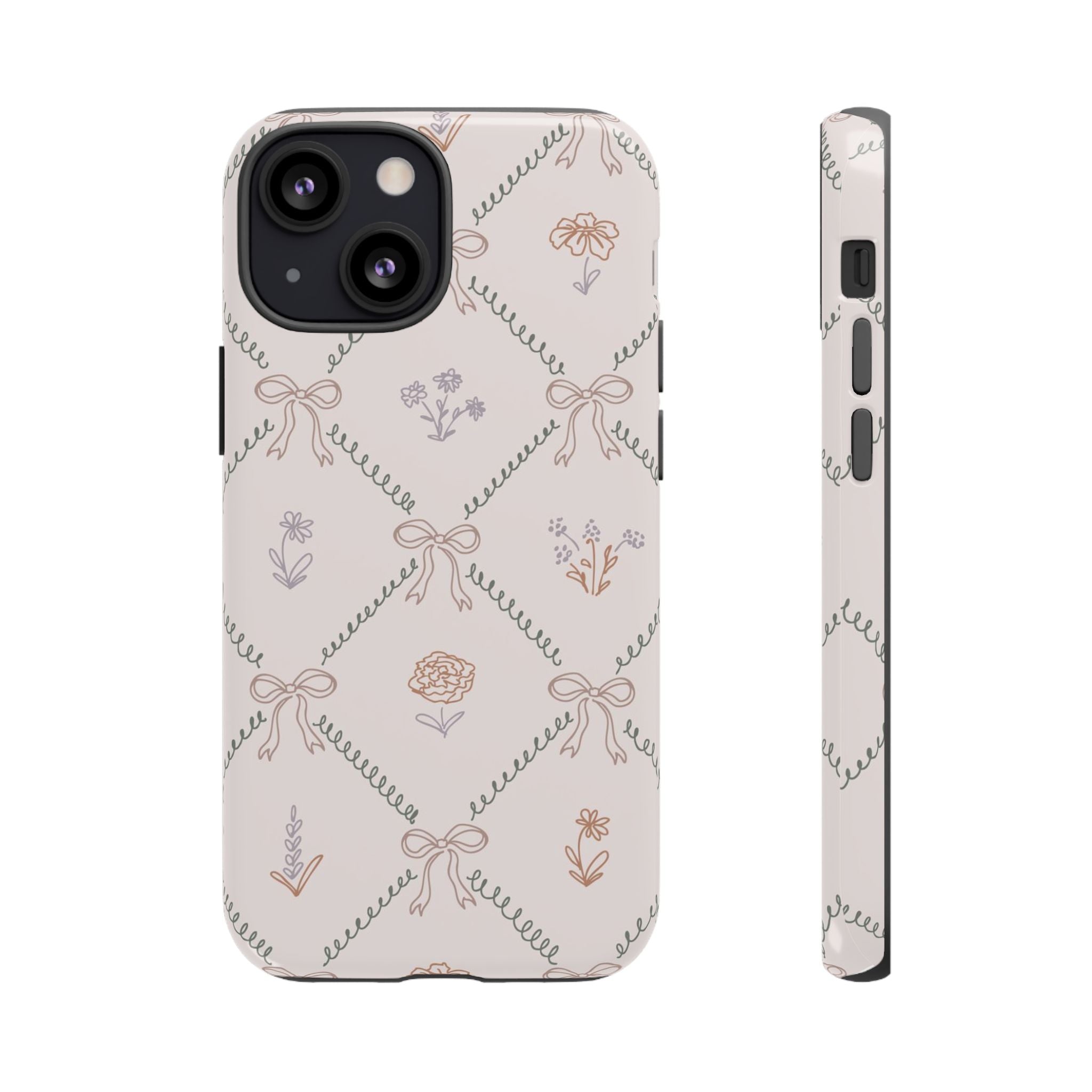 Floral Bow Pattern Tough iPhone Case
