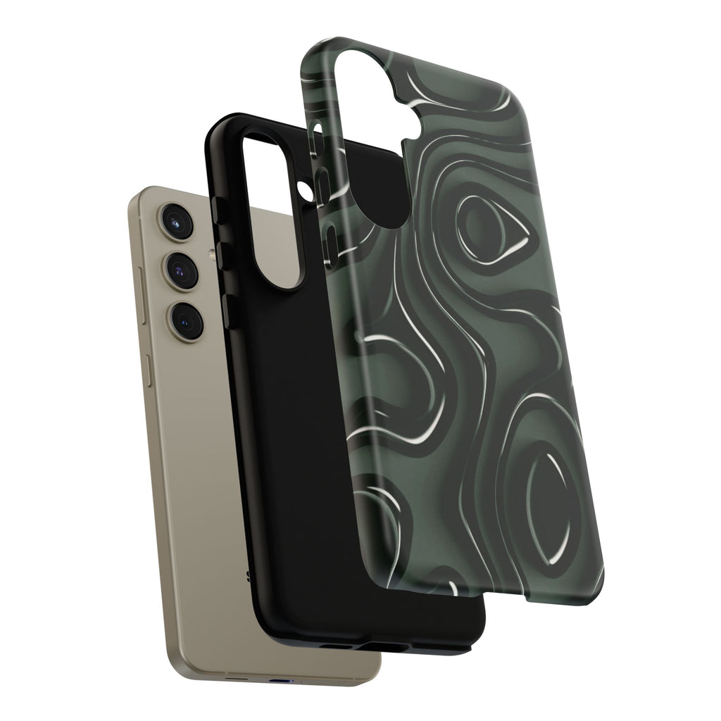 Dark Green Abstract Swirl Tough Phone Case