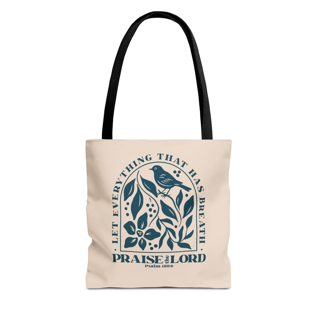 "Praise the Lord" Floral Psalm 150:6 Tote Bag
