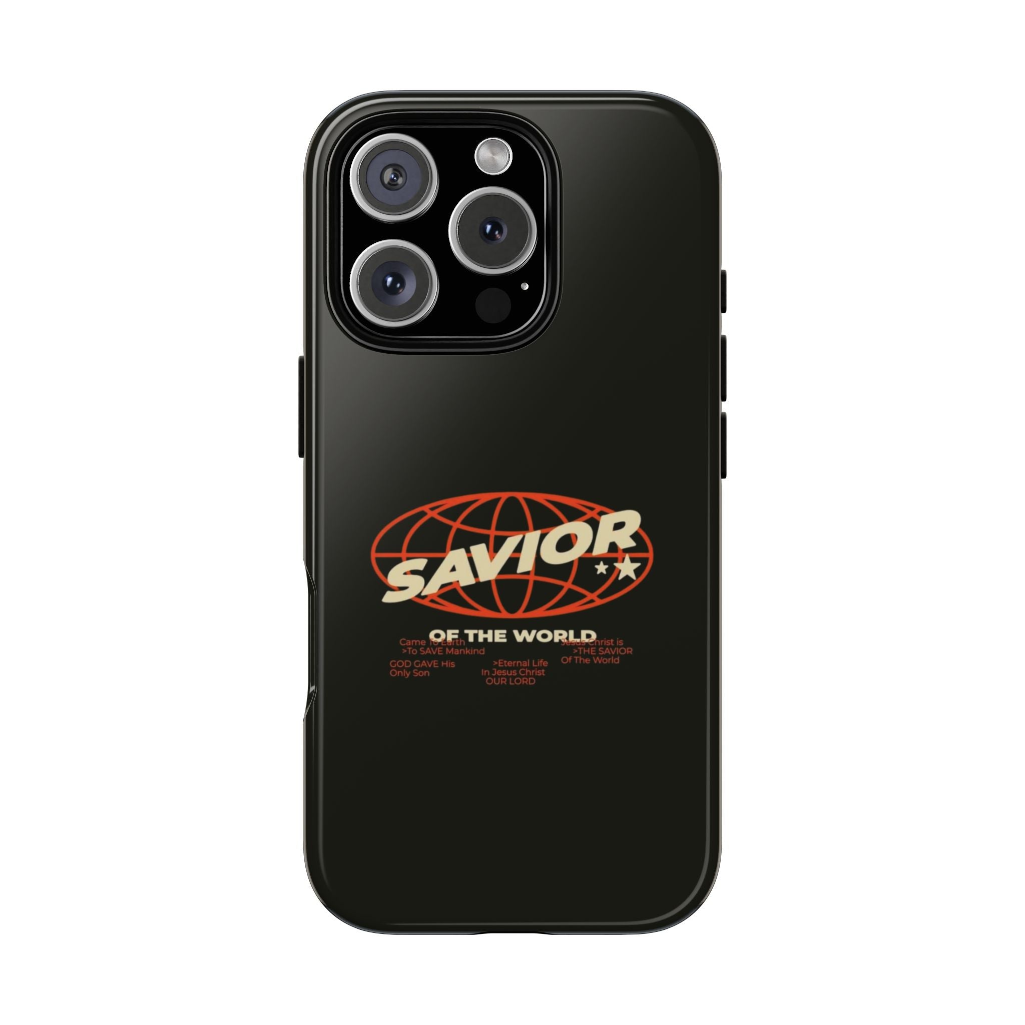Savior of the World Black Protective Phone Case — Retro Globe Design