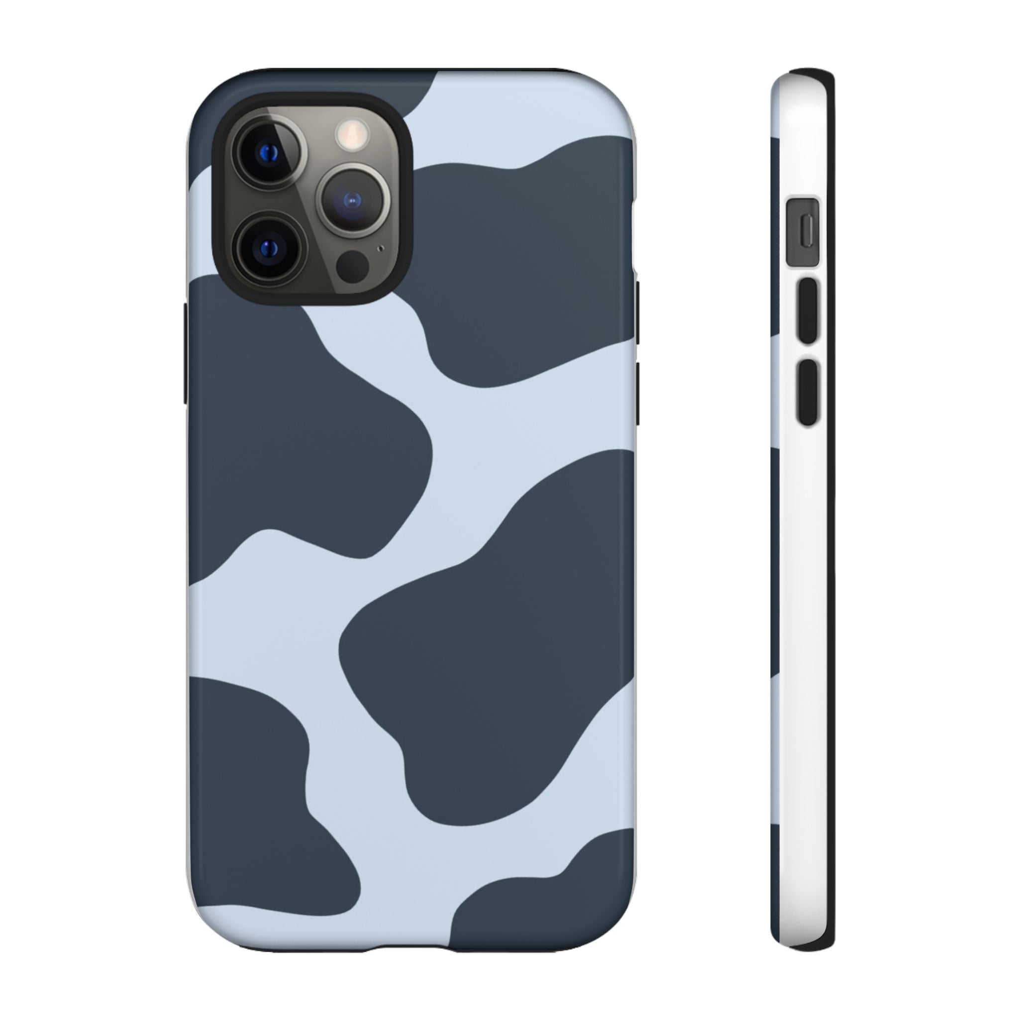 Cow Print Tough iPhone Case — Blue Black Abstract Pattern