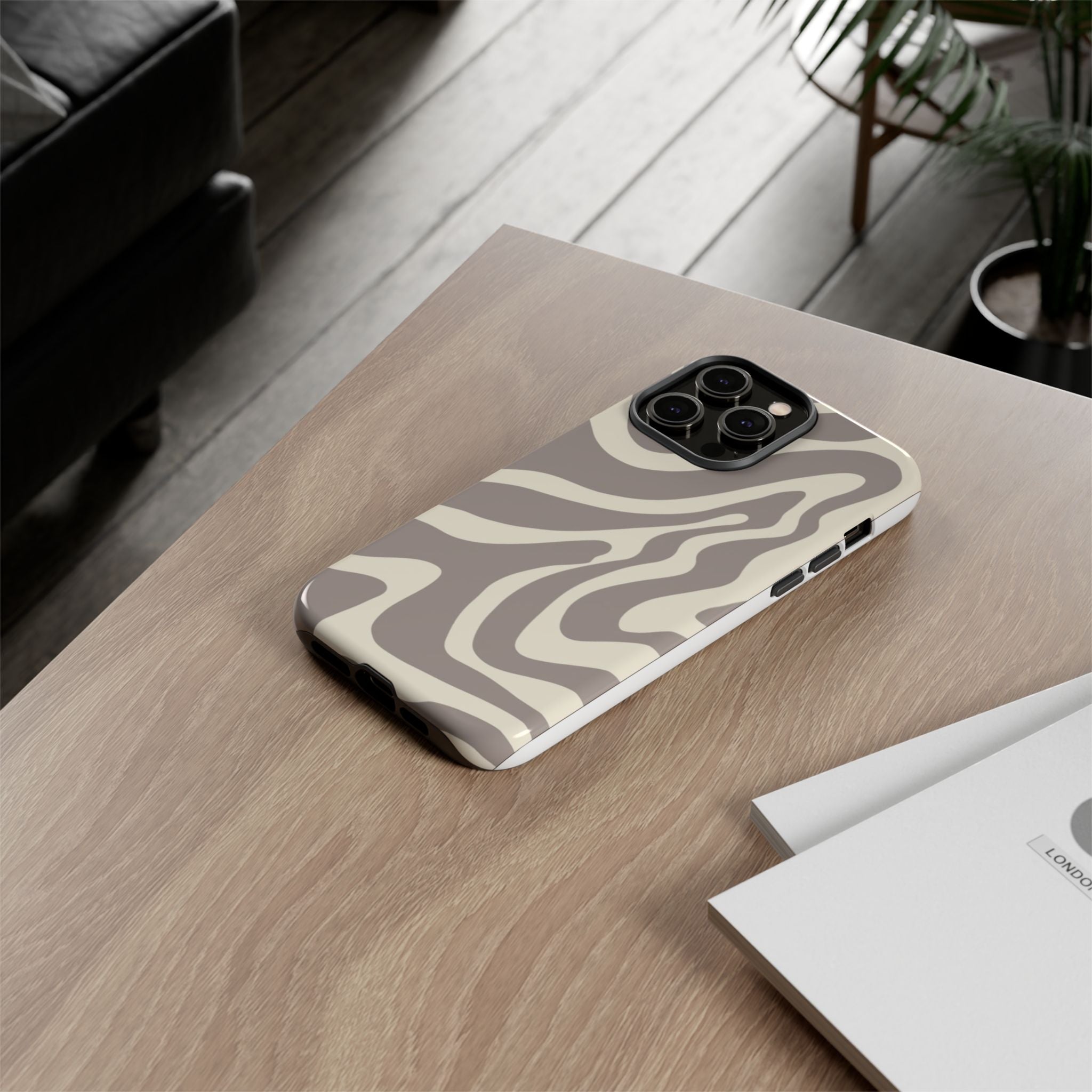 Neutral Zebra Print Tough iPhone Case