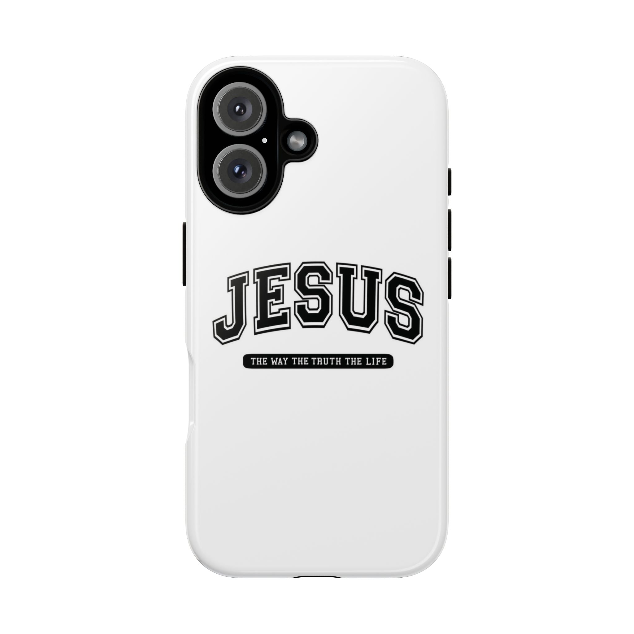 Jesus varsity phone case — 'Jesus: The Way The Truth The Life' tough protective cover