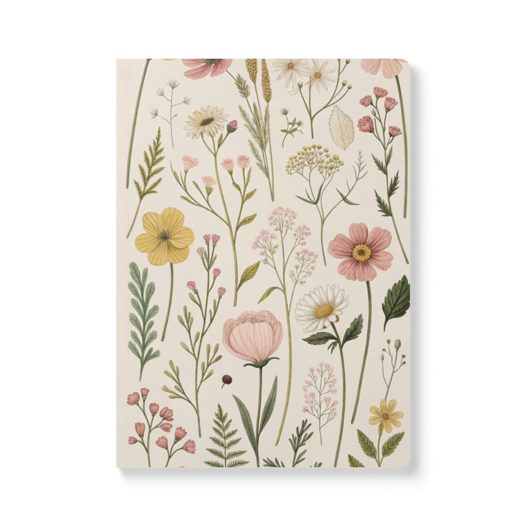 Floral Wildflower Softcover Journal — Botanical Lined Notebook for Notes & Gratitude