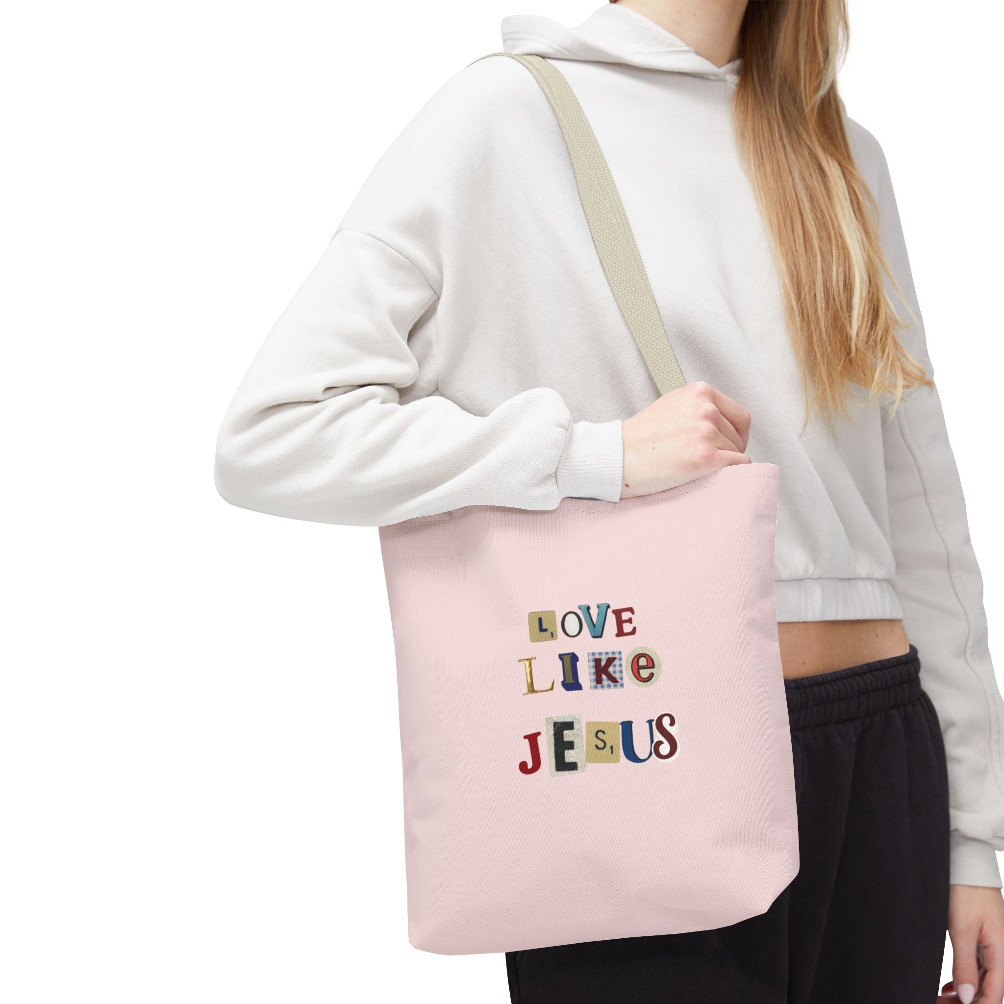 Love Like Jesus Tote Bag — Christian Inspirational Pink Everyday Tote