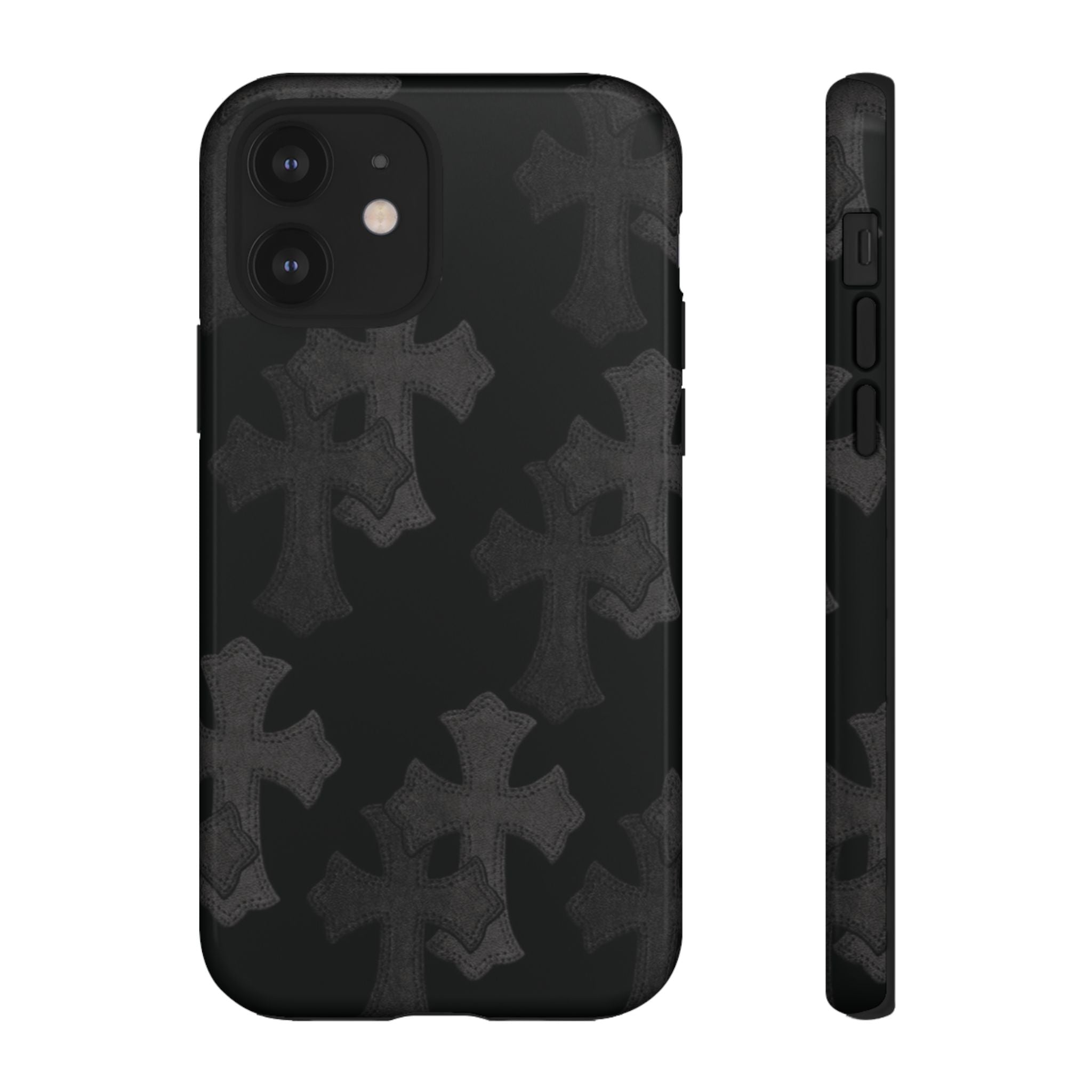 Black Cross Pattern Tough iPhone Case — Gothic Protective iPhone Cover