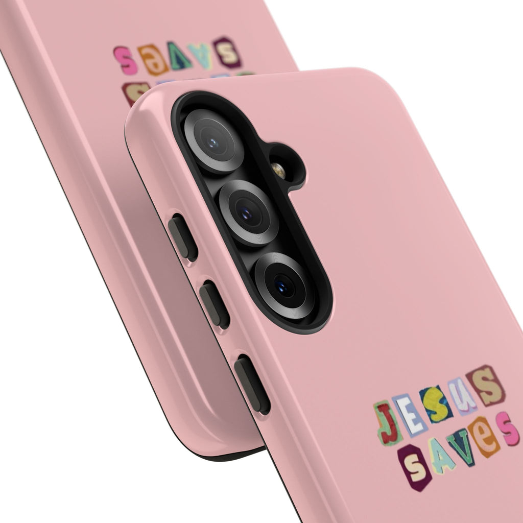 Jesus Saves Pink Tough Phone Case - Faith Protective Cover