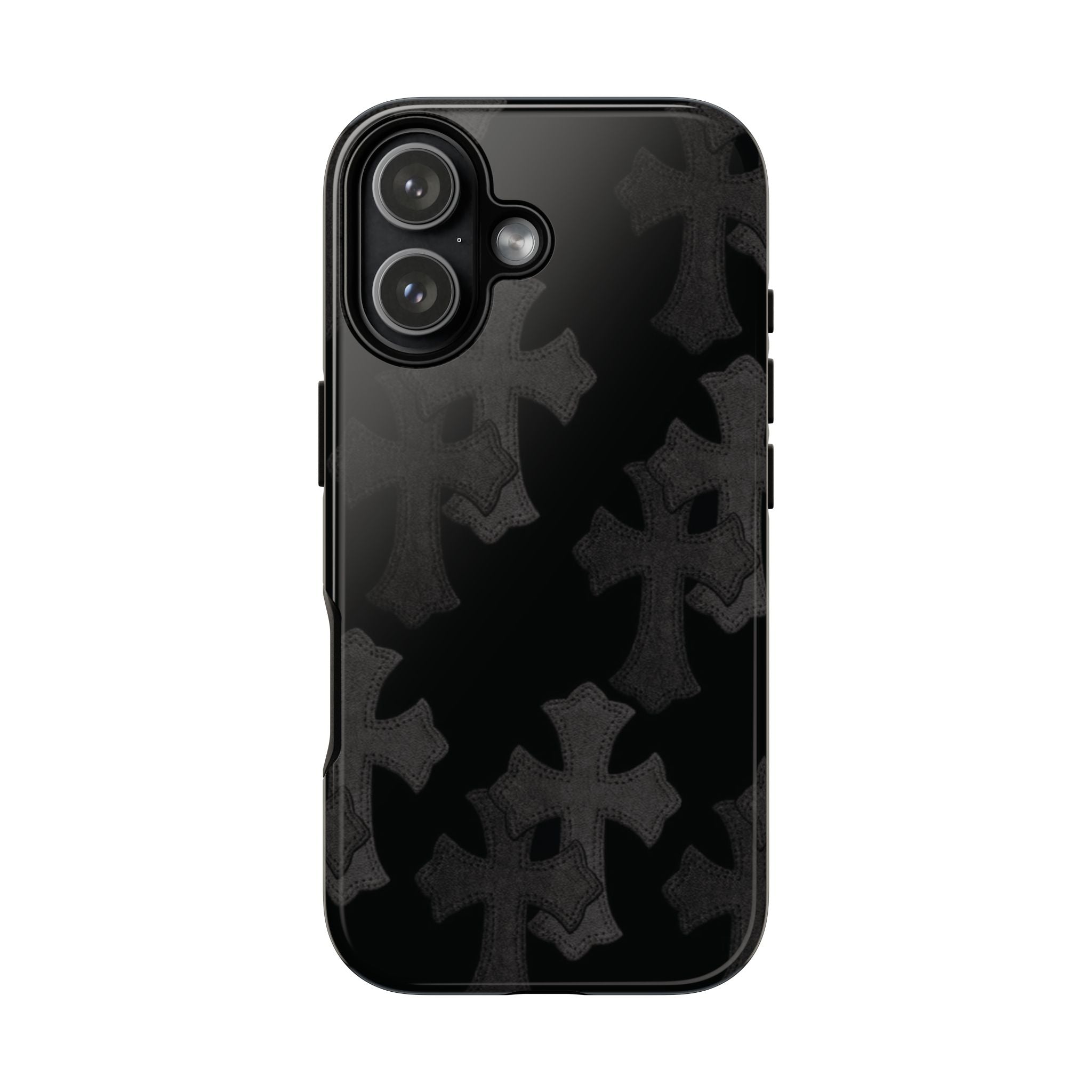 Black Cross Pattern Tough iPhone Case — Gothic Protective iPhone Cover
