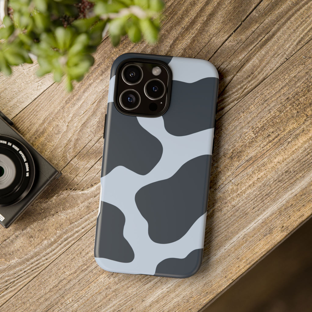 Cow Print Tough iPhone Case — Blue Black Abstract Pattern