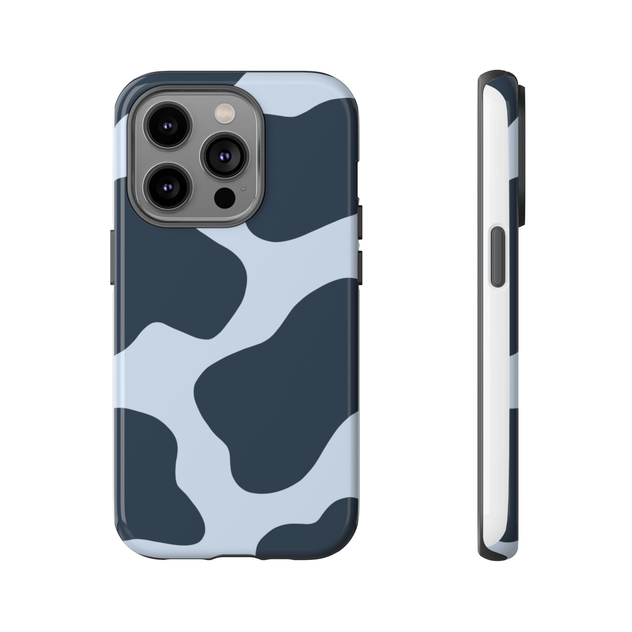 Cow Print Tough iPhone Case — Blue Black Abstract Pattern