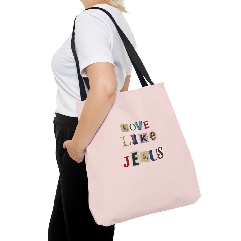 Love Like Jesus Tote Bag — Christian Inspirational Pink Everyday Tote