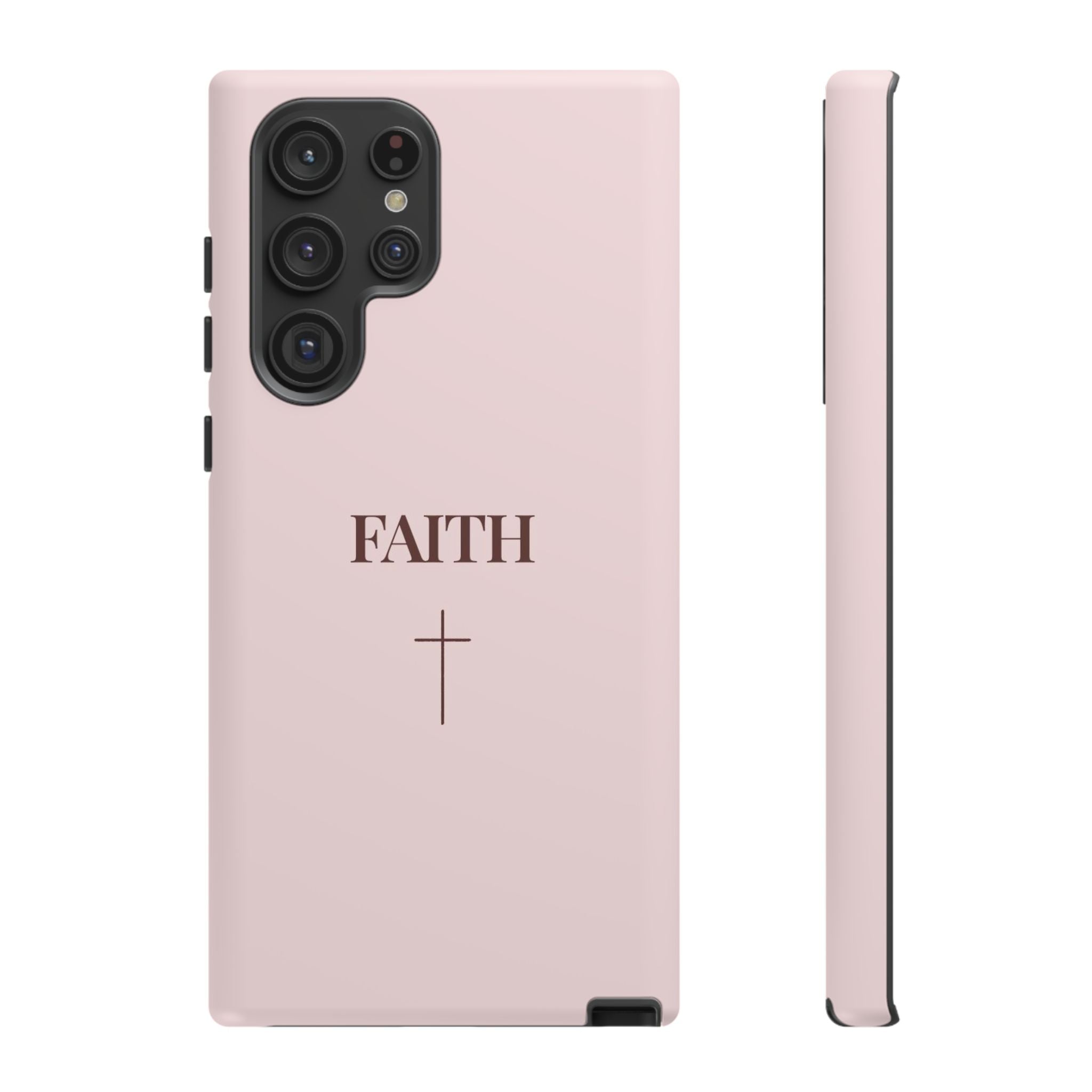 Faith Cross Tough Phone Case — Minimal Pink Christian iPhone Cover