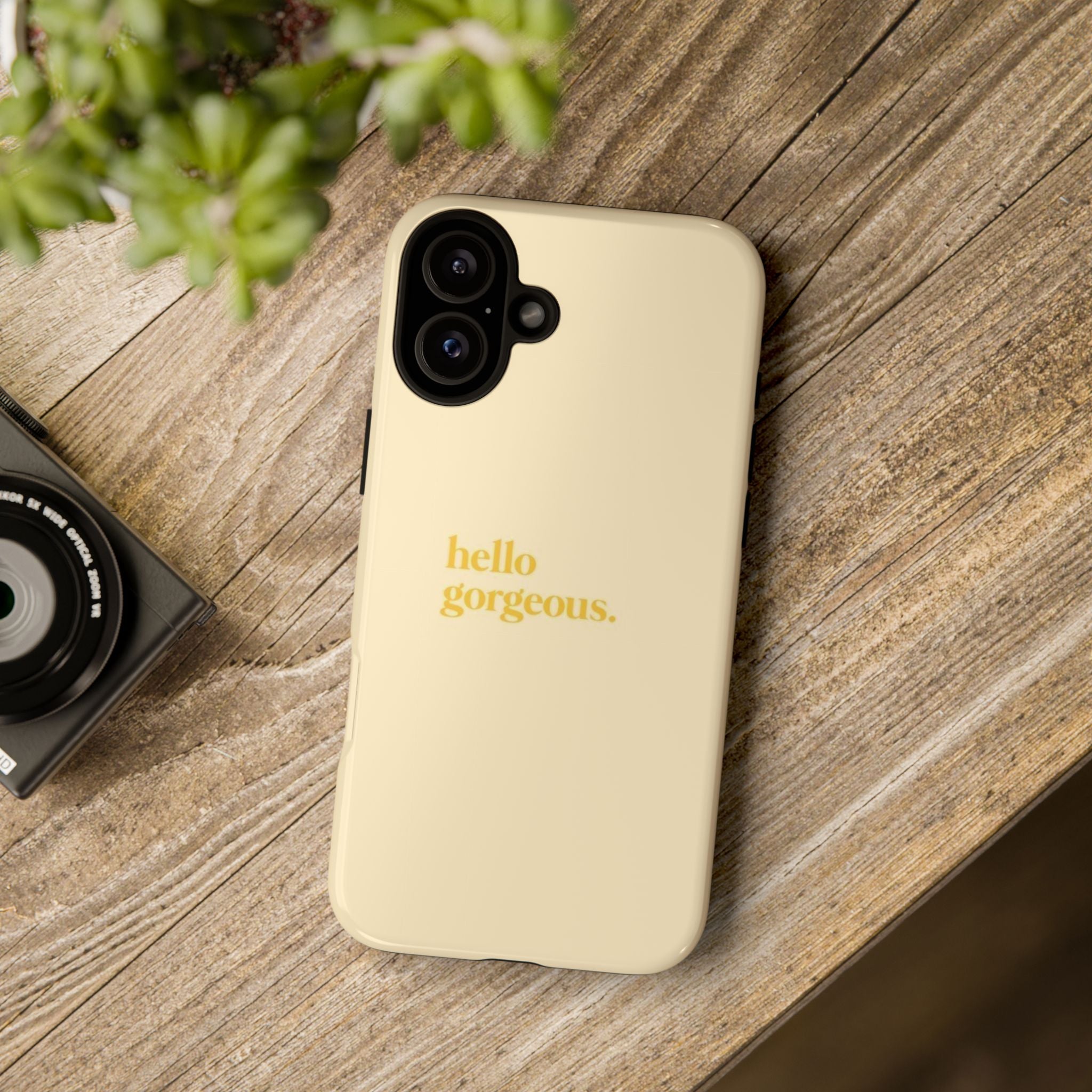 Hello Gorgeous iPhone Case — Cream Tough Protective Cover