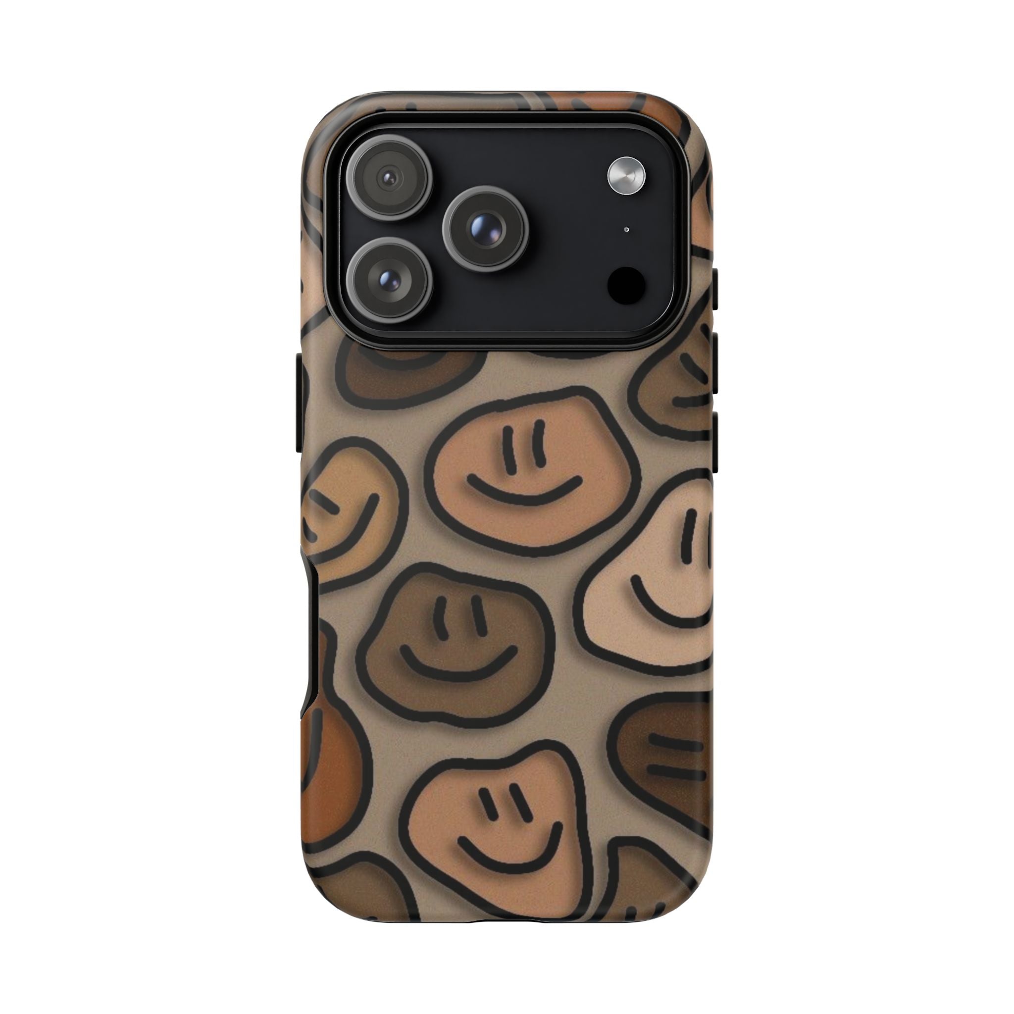 Smiley Faces iPhone Case — Neutral Brown Diverse Smiles Protective Cover