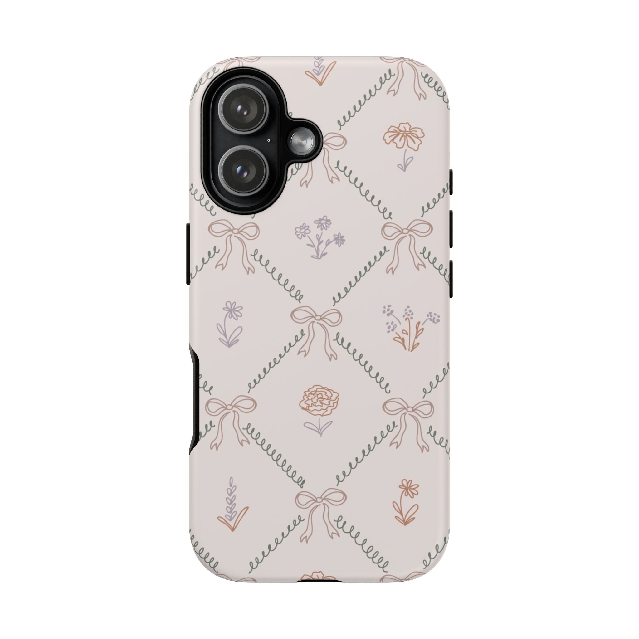 Floral Bow Pattern Tough iPhone Case