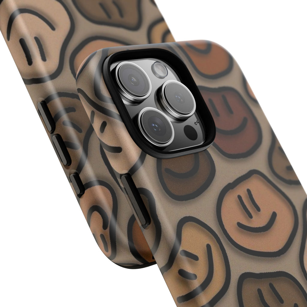 Smiley Faces iPhone Case — Neutral Brown Diverse Smiles Protective Cover