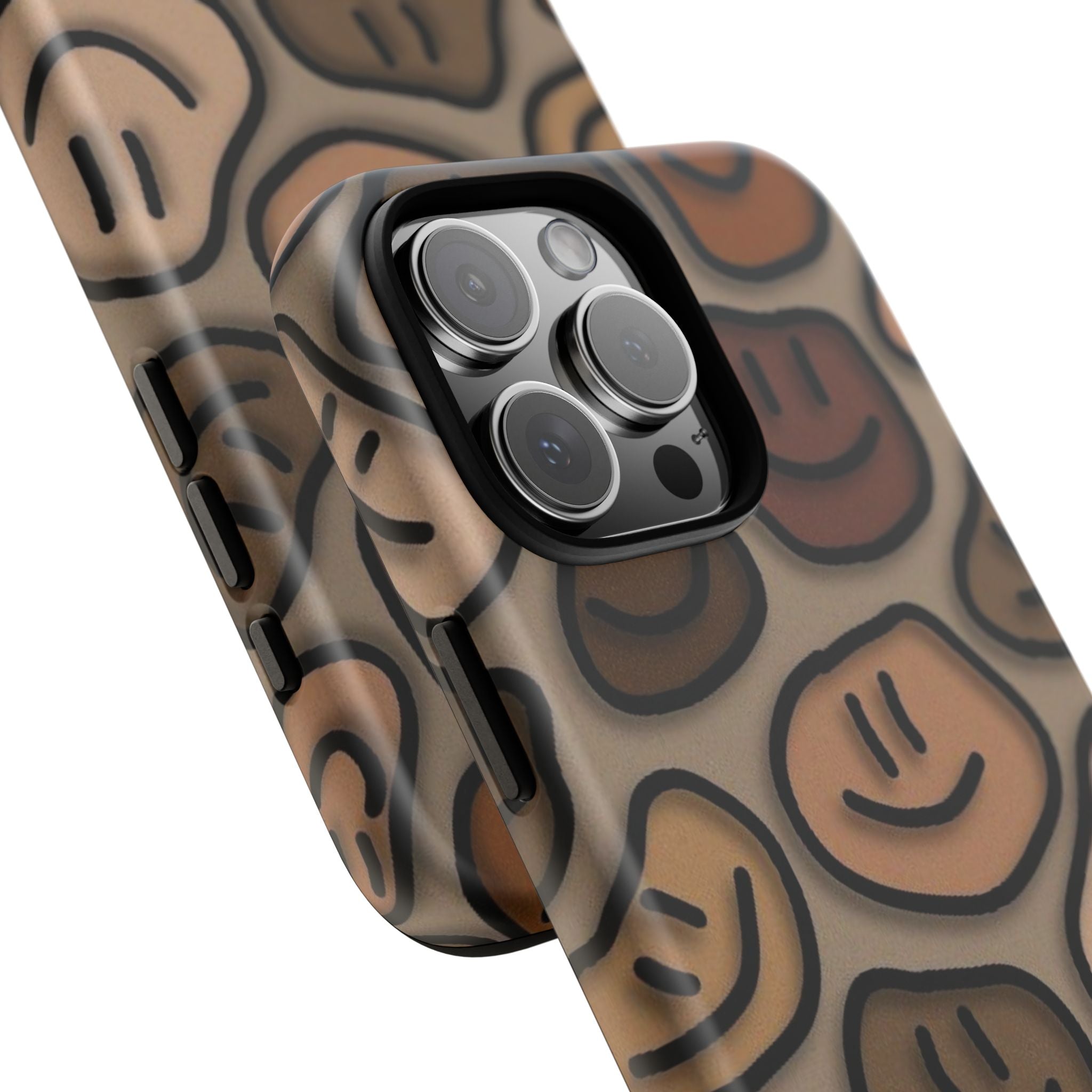 Smiley Faces iPhone Case — Neutral Brown Diverse Smiles Protective Cover