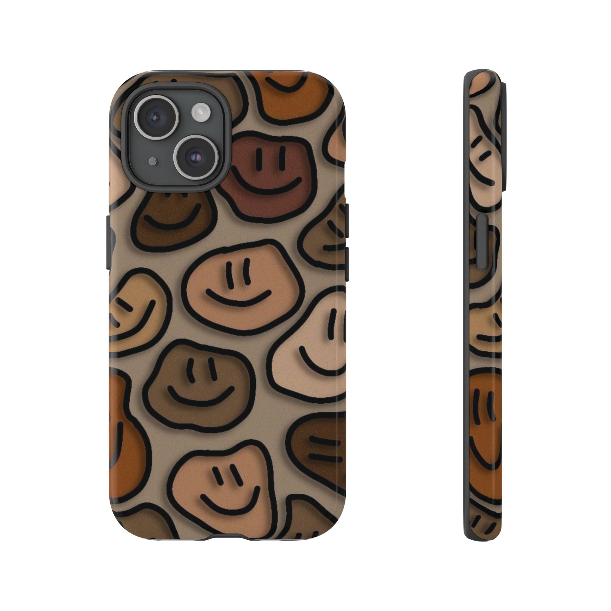 Smiley Faces iPhone Case — Neutral Brown Diverse Smiles Protective Cover