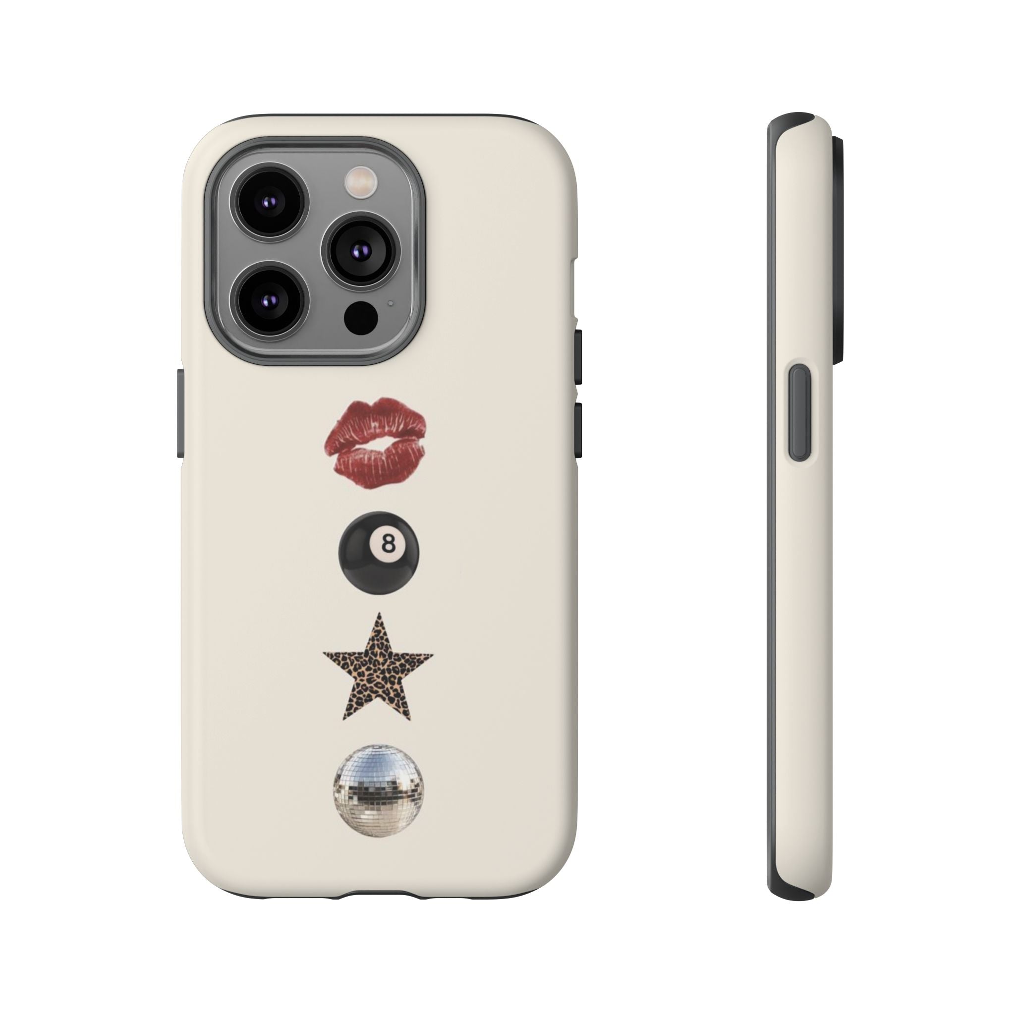 Kiss 8-Ball Star iPhone Case – Trendy Minimalist Protective Cover