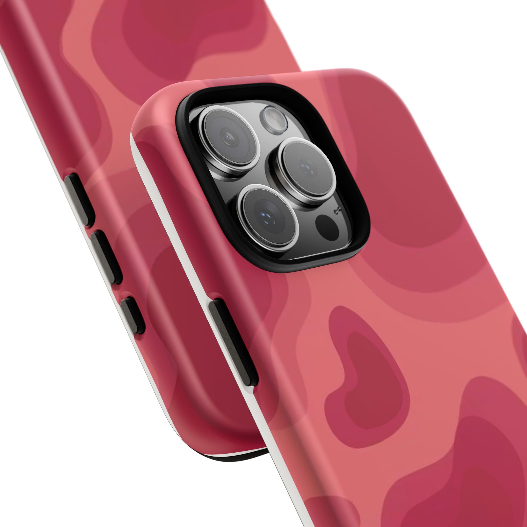 Red Pink Camo iPhone Case — Abstract Heart Pattern Tough Protective Cover