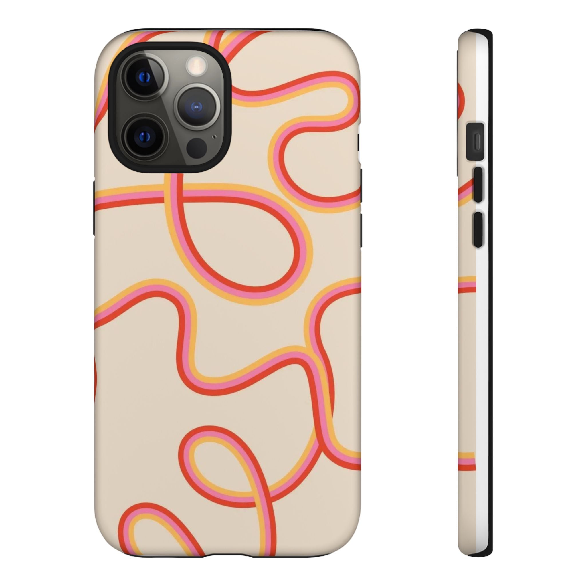 Retro Loop Pattern iPhone Case – Peach & Sunset Abstract Tough Case