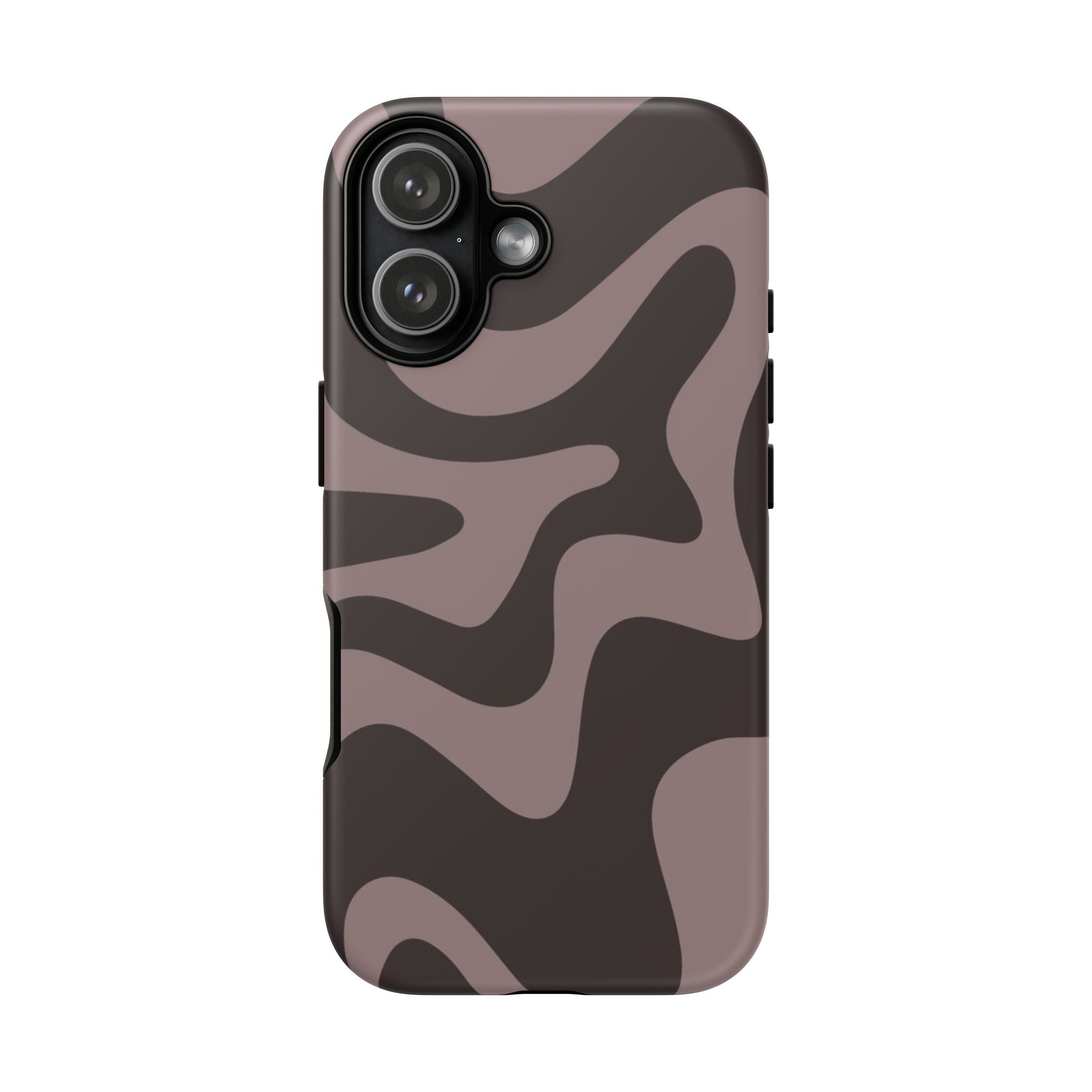 Camouflage Swirl iPhone Case — Matte Brown Abstract Camo Protective Cover