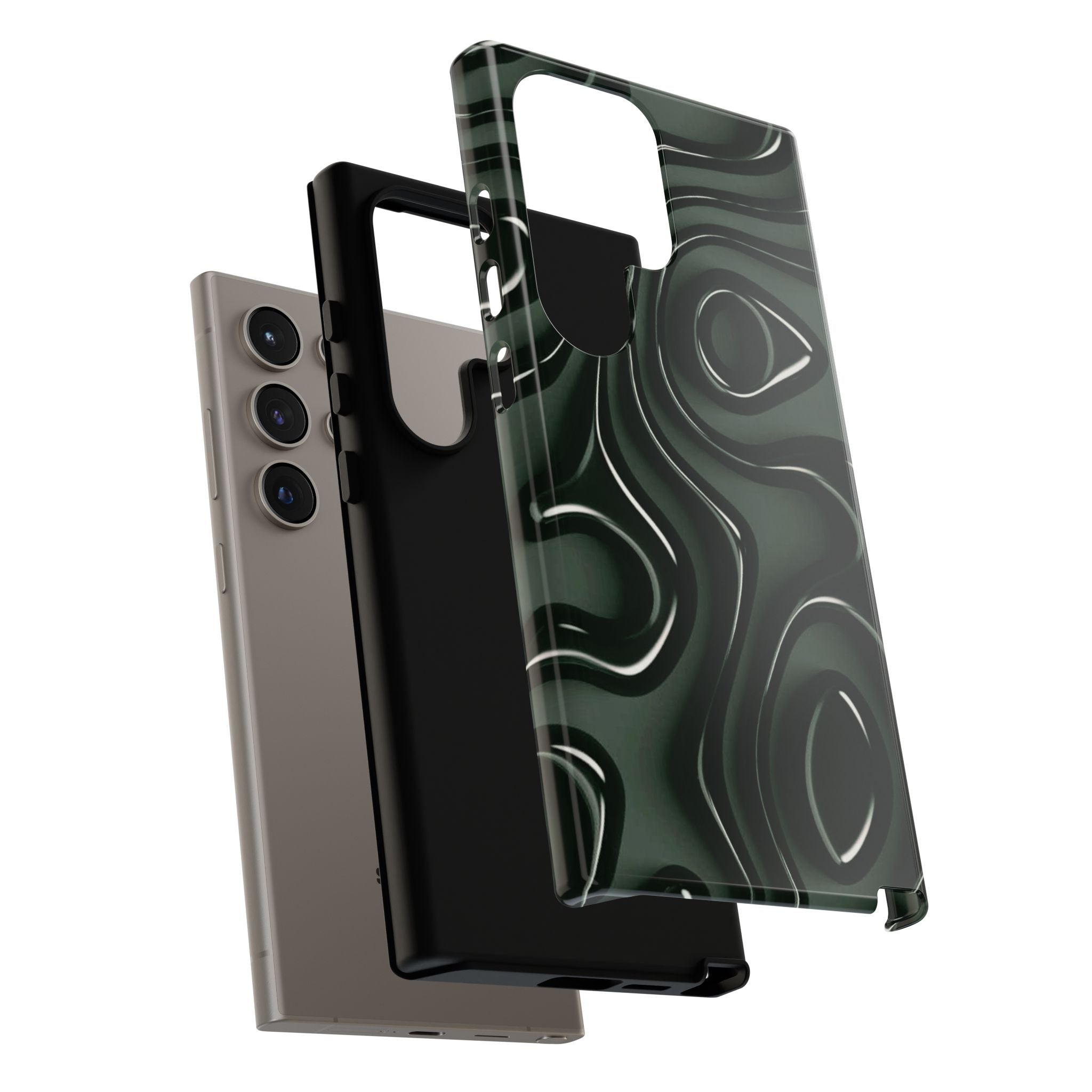 Dark Green Abstract Swirl Tough Phone Case