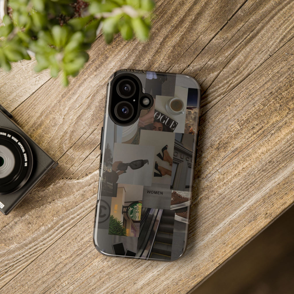 Collage Aesthetic Tough iPhone Case — Chic Cafe & Fashion Mood Board