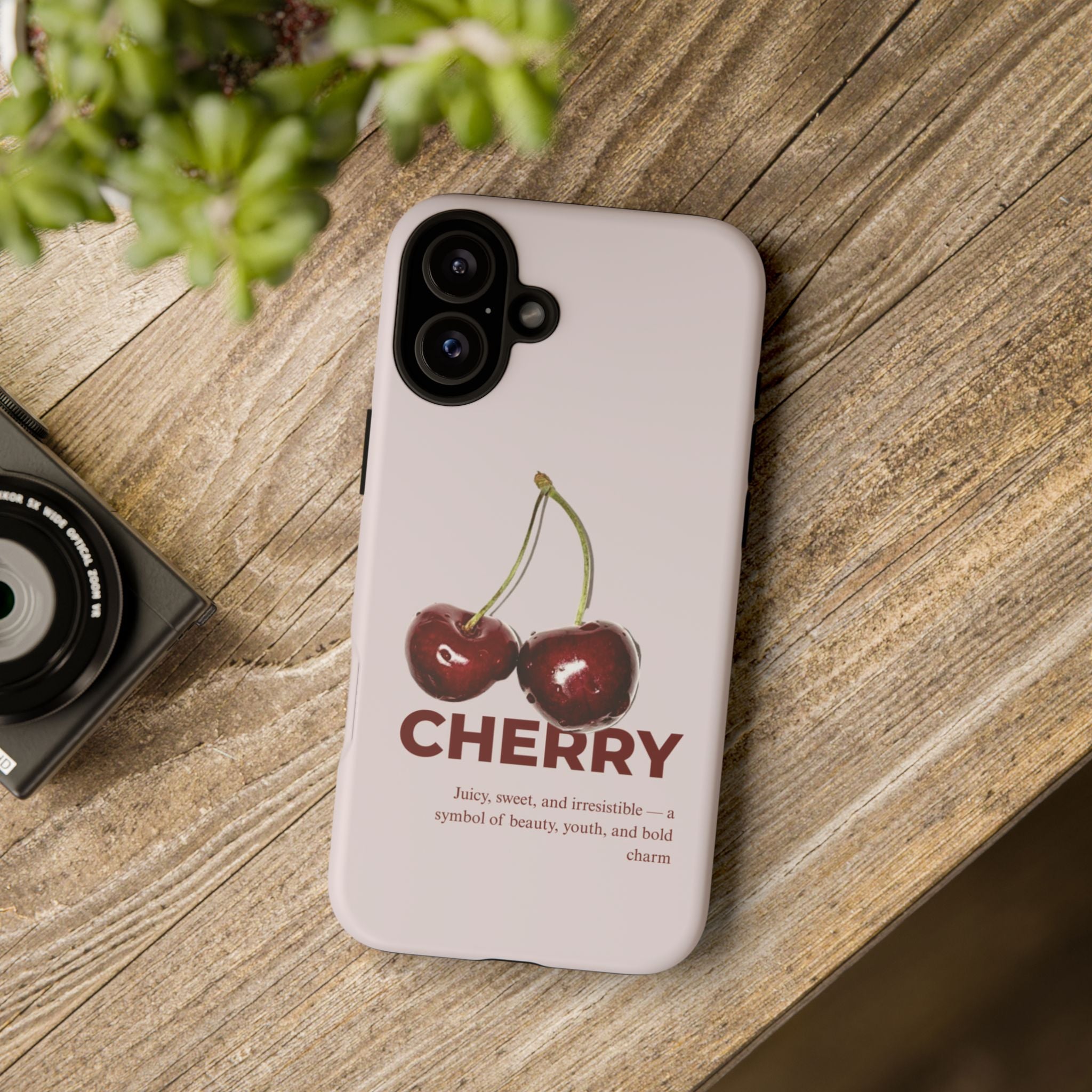 Cherry Vintage iPhone Case — Retro Cherry Illustration with 'CHERRY' Text
