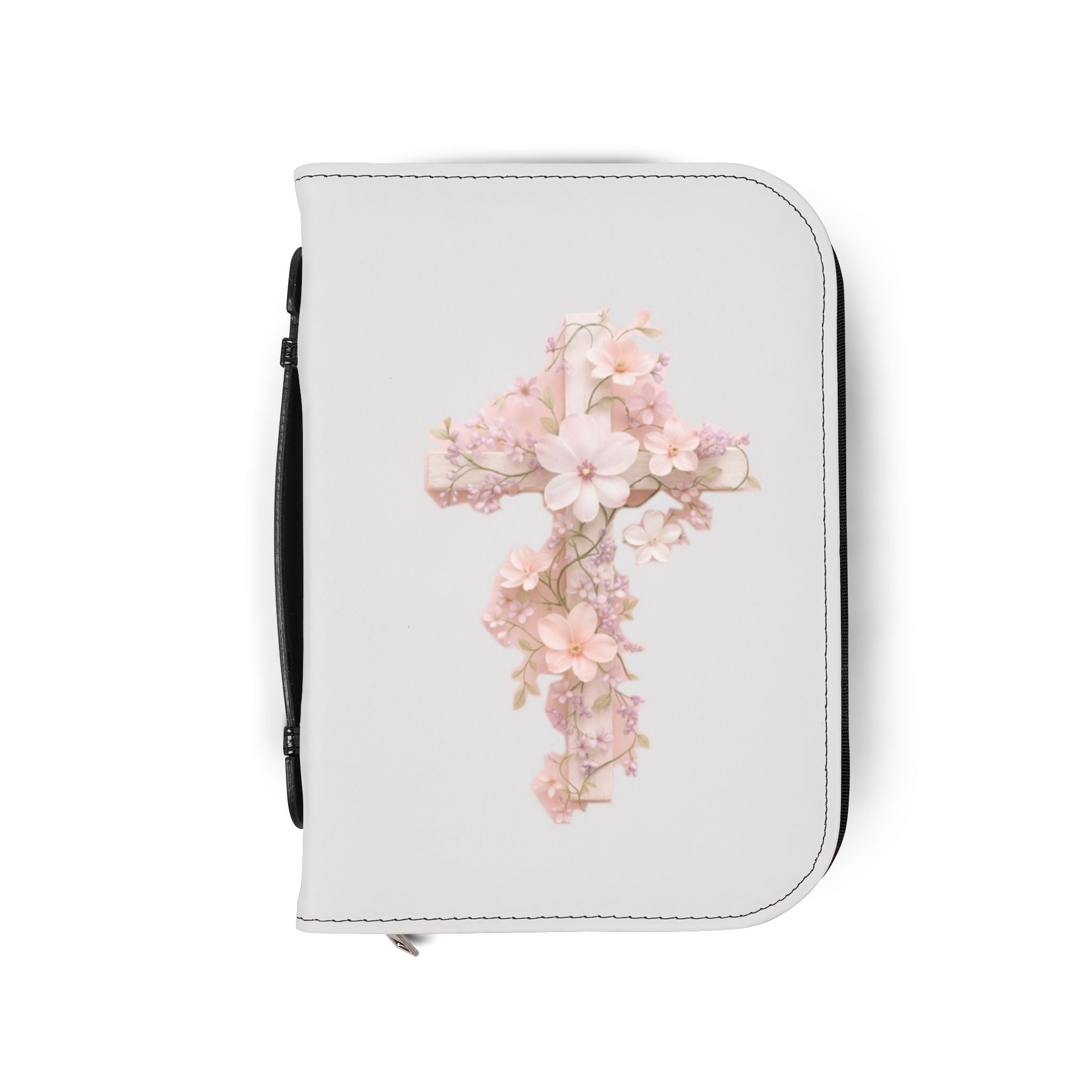 Floral Cross Bible Cover – Pink Flower Zippered Bible Case