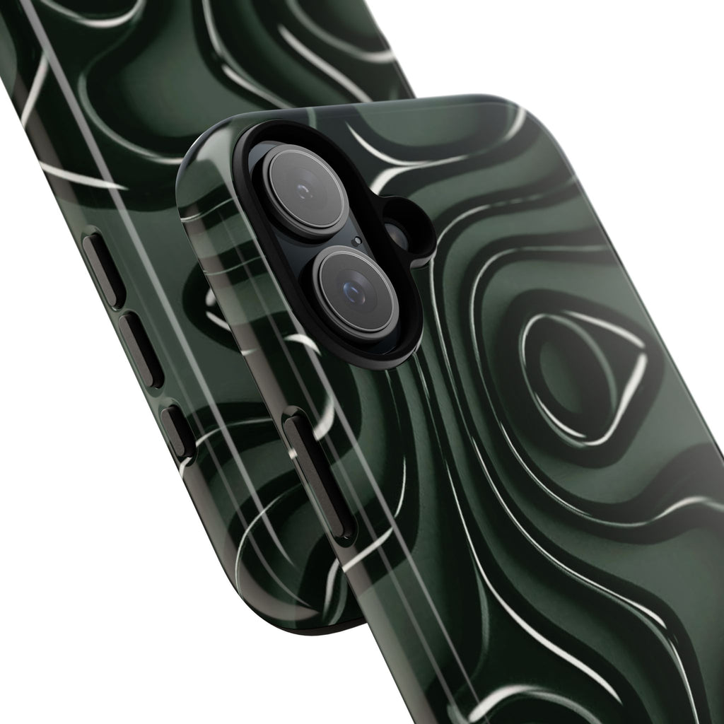 Dark Green Abstract Swirl Tough Phone Case