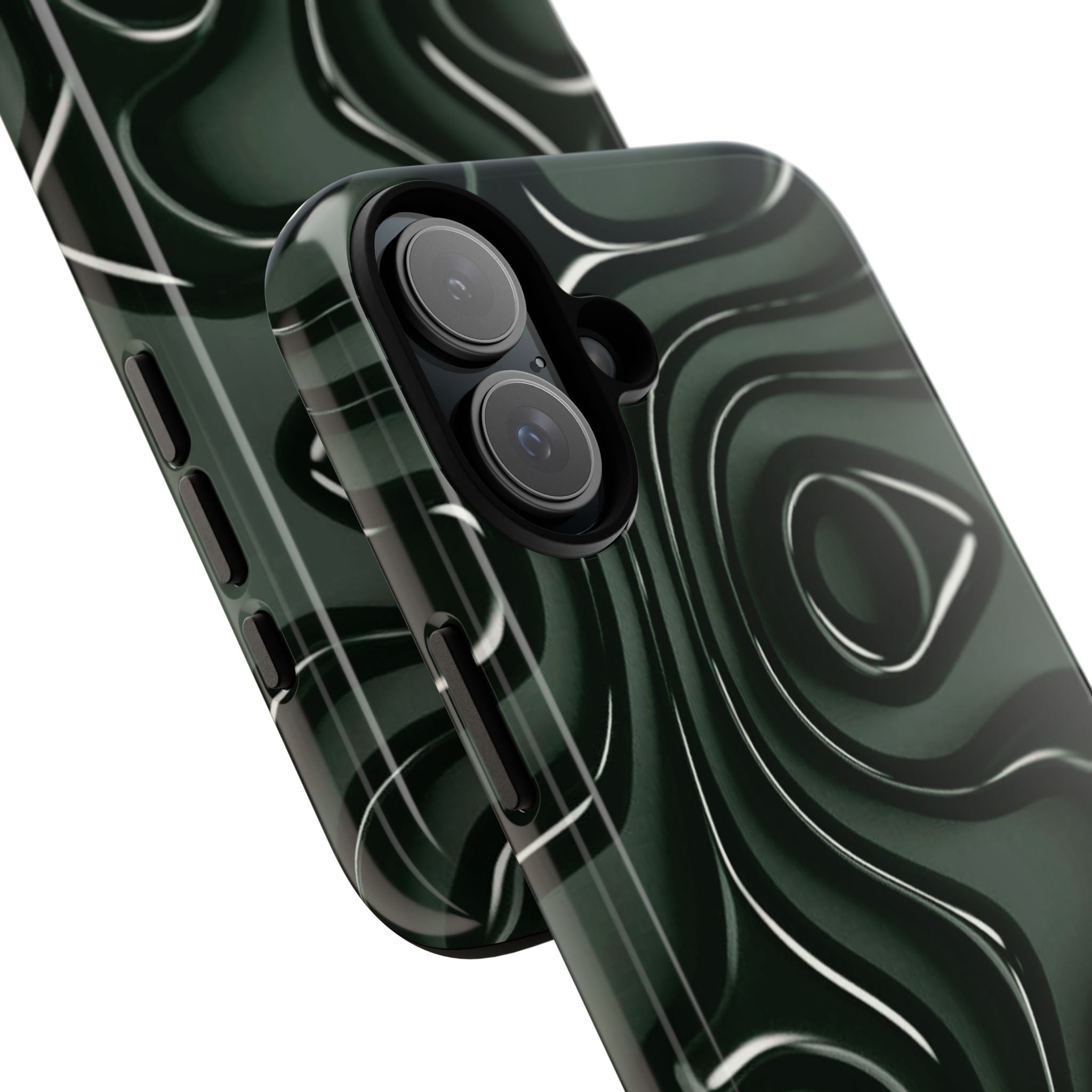 Dark Green Abstract Swirl Tough Phone Case
