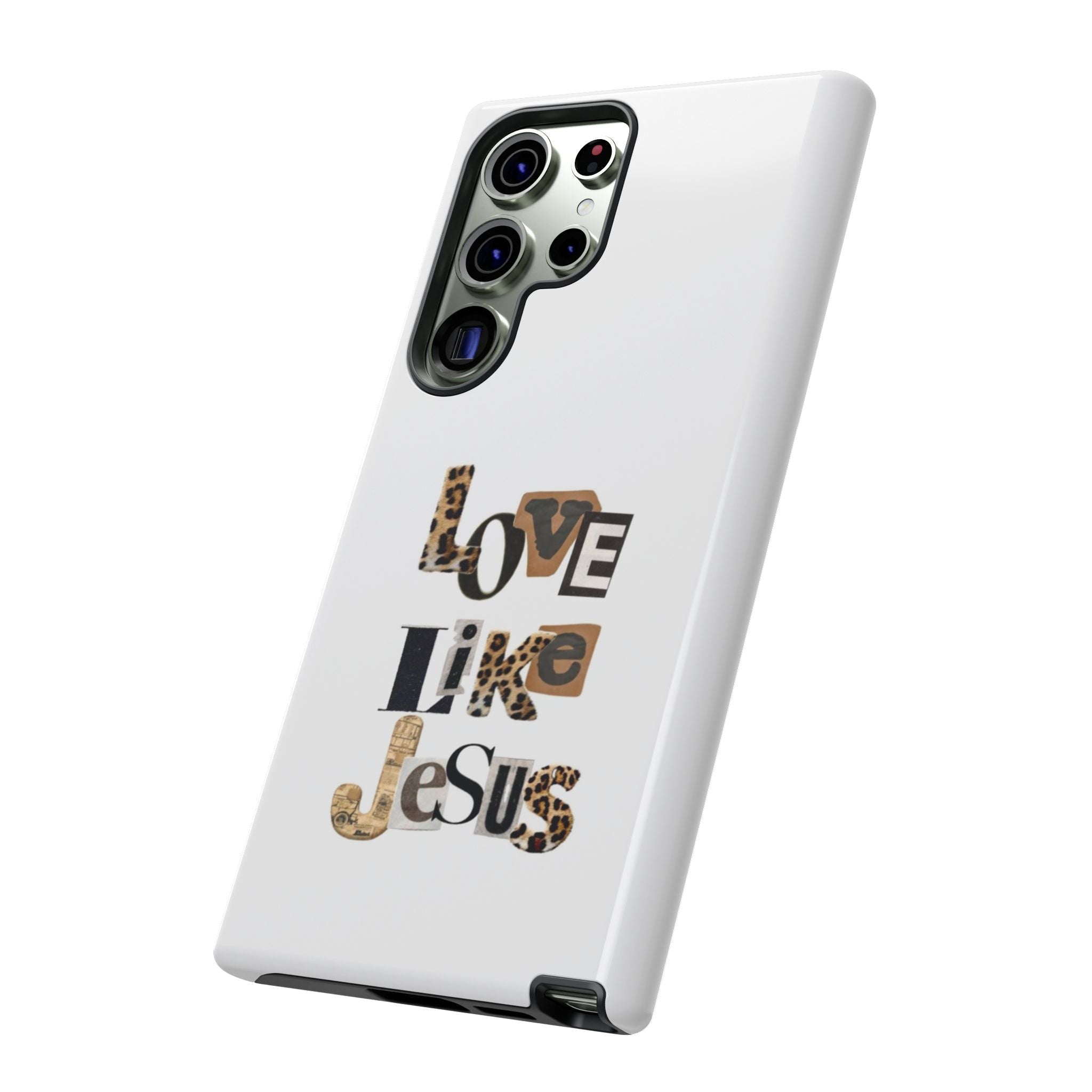 "Love Like Jesus" Leopard Print Christian Tough Phone Case