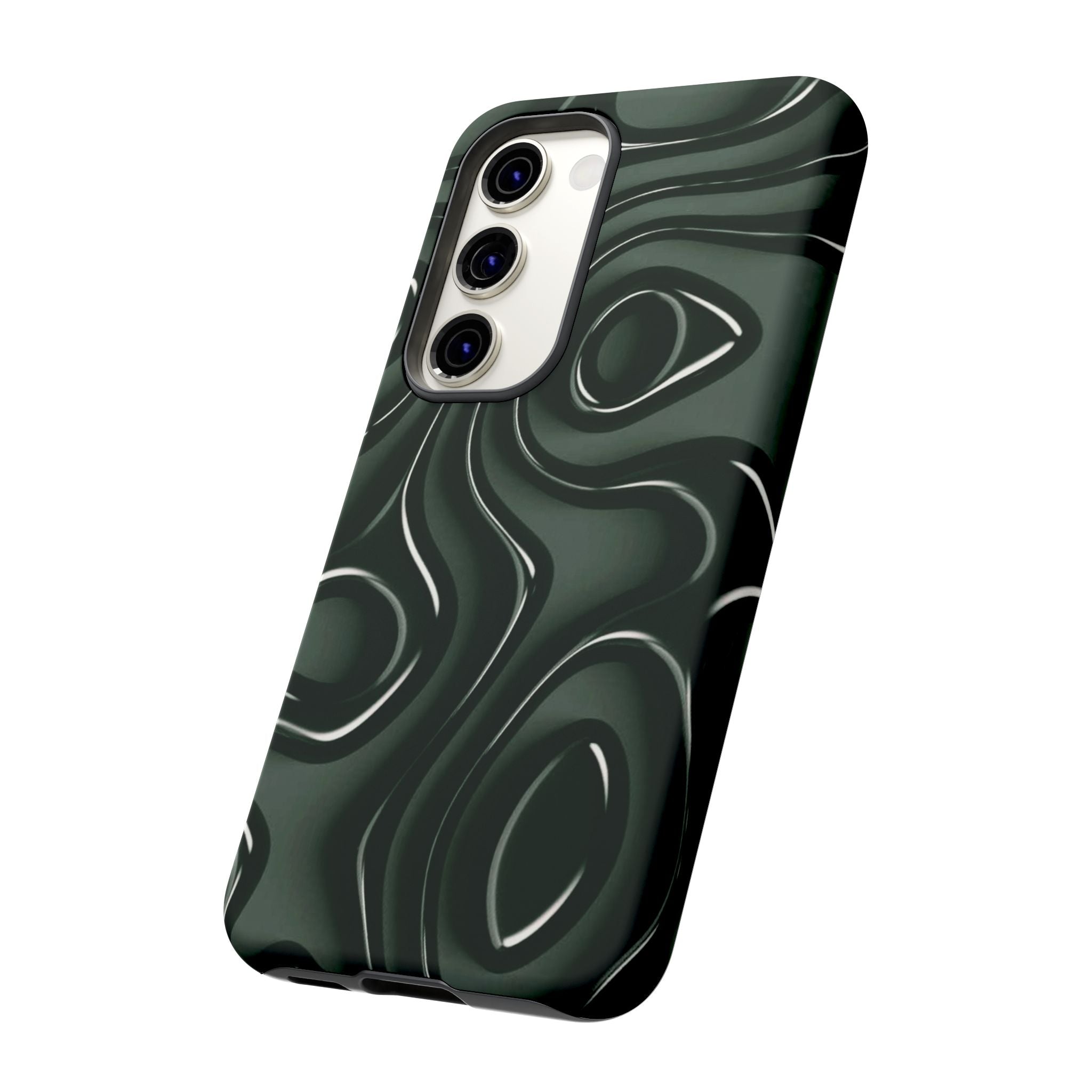 Dark Green Abstract Swirl Tough Phone Case