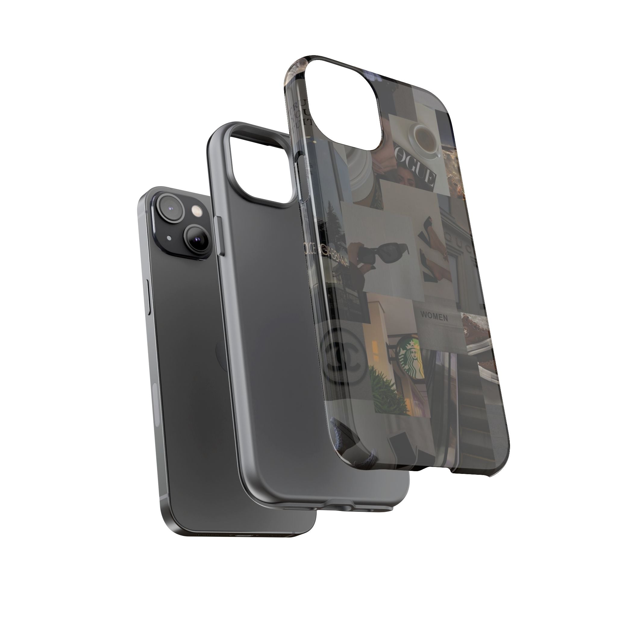 Collage Aesthetic Tough iPhone Case — Chic Cafe & Fashion Mood Board