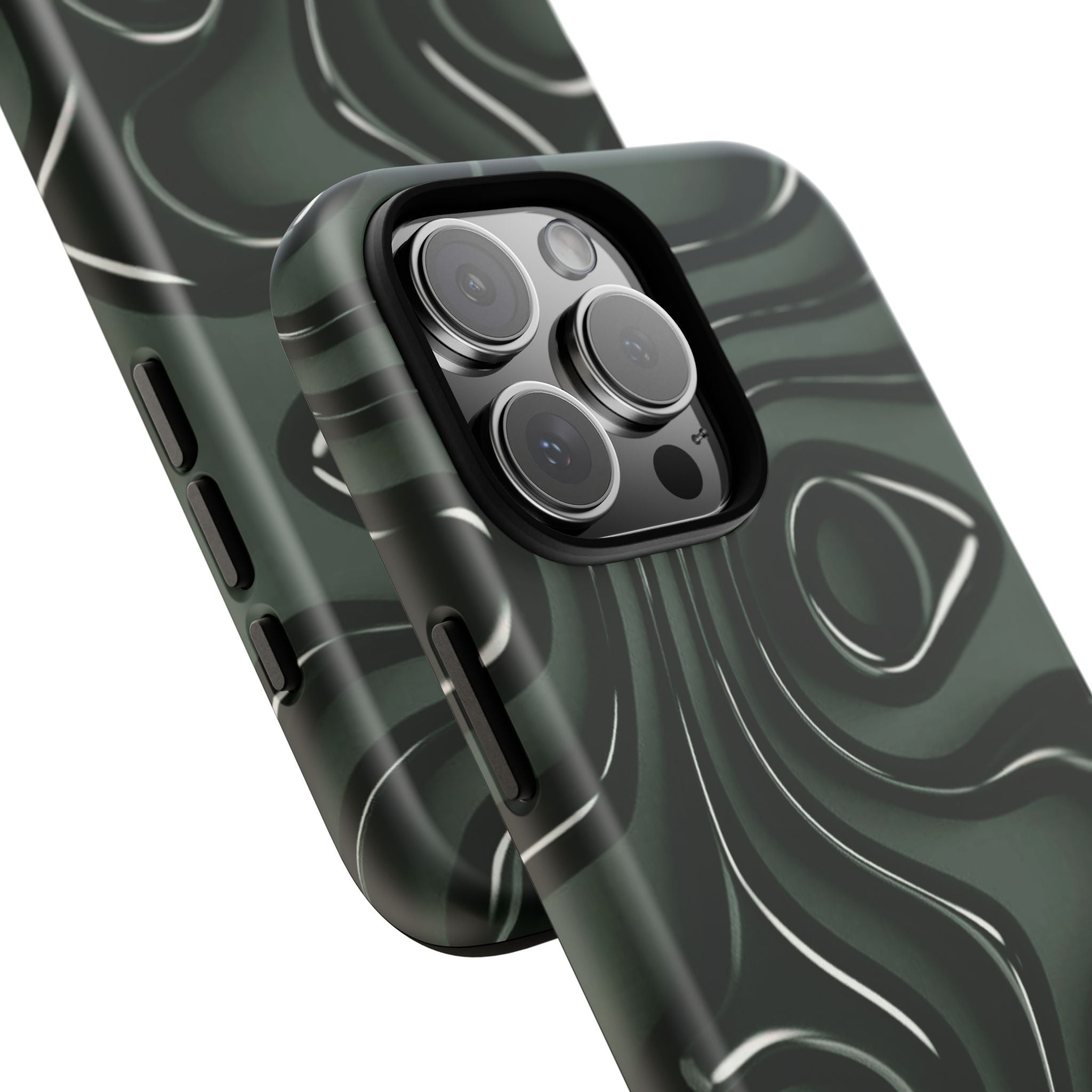 Dark Green Abstract Swirl Tough Phone Case