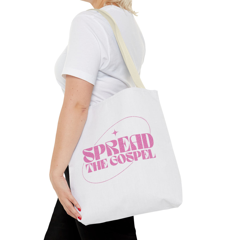 Spread the Gospel Tote Bag — Pink Retro Canvas Tote