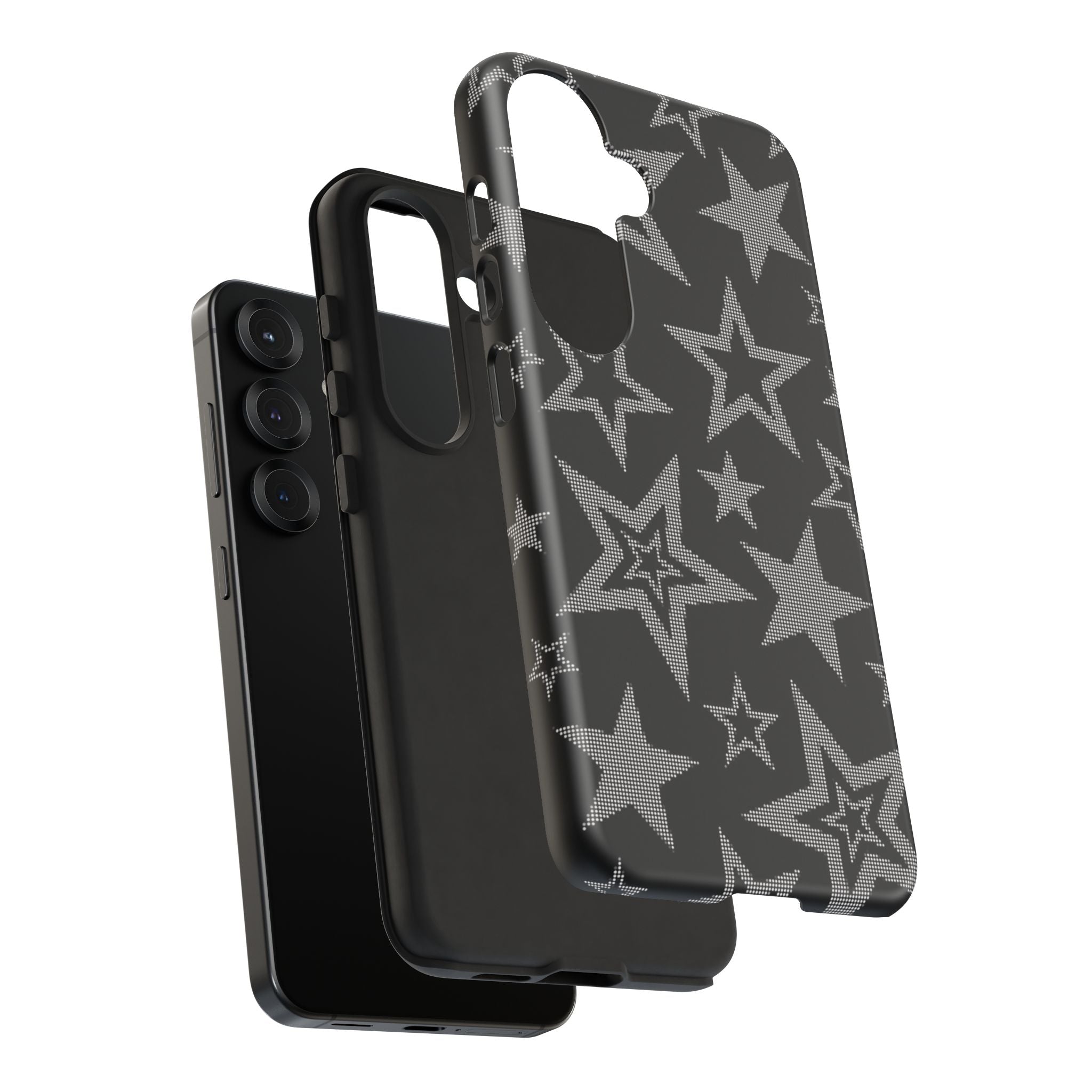 Black Star Pattern Tough Phone Case — Durable Protective Phone Cover